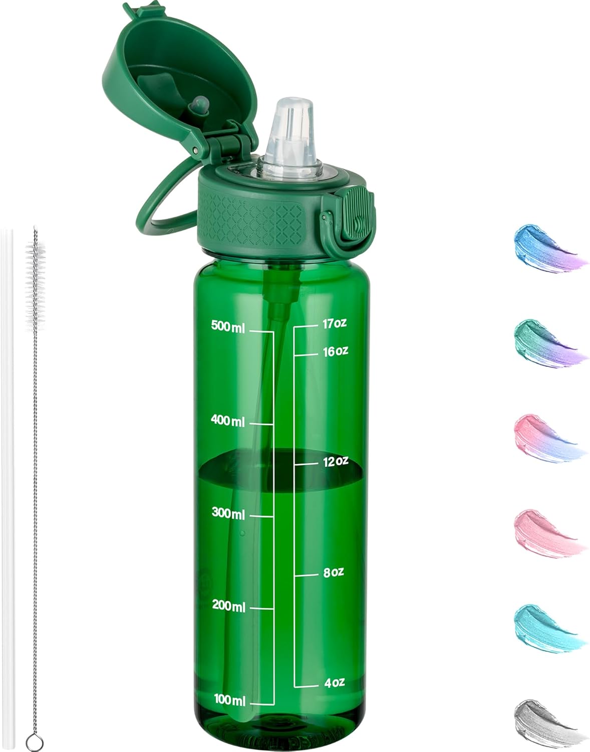 Thumbnail 6 de GOPPUS 500ml Clear Tritan Water Bottle with Straw, Flip Top Lid & Carry Handle