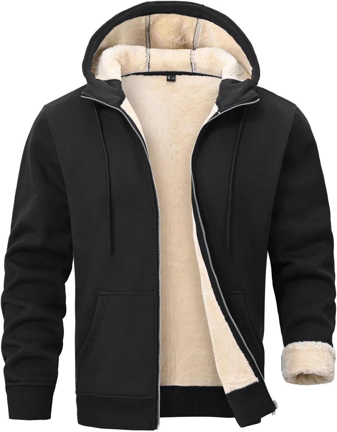 Detalle de PrimeCrest fleece-sweatjack voor heren met capuchon, rits en zijzakken