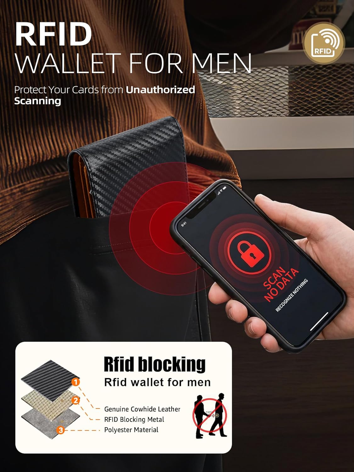 Detalle 2 de GSG Since 1998 RFID trifold wallet