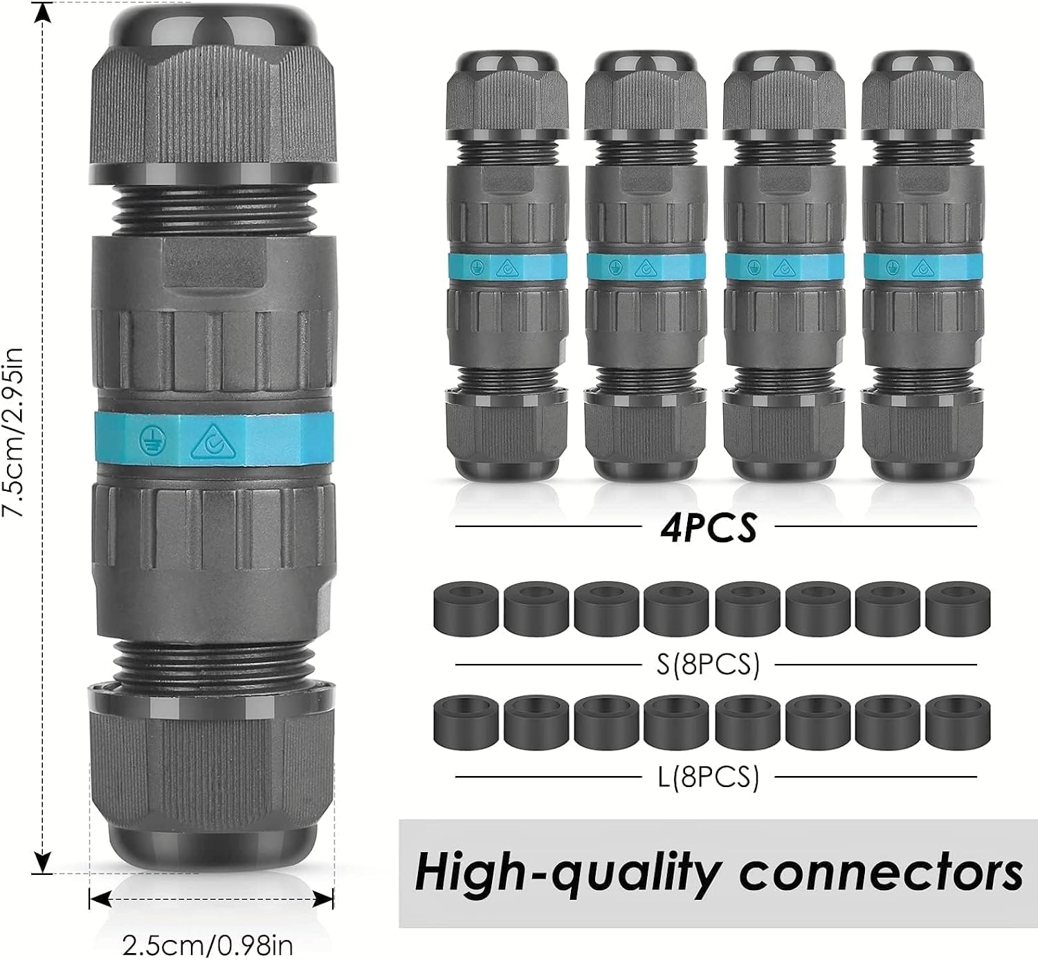 Detalle de HOSPAOP IP68 kabelkoppling för tre ledare, Ø 5–12 mm, 4-pack