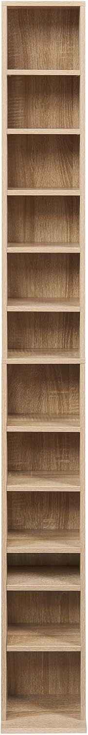 Thumbnail 4 de [en.casa] Tour CD/Étagère DVD avec 12 surfaces de stockage réglables, 175 x 20 x 20 cm, effet chêne Sonoma