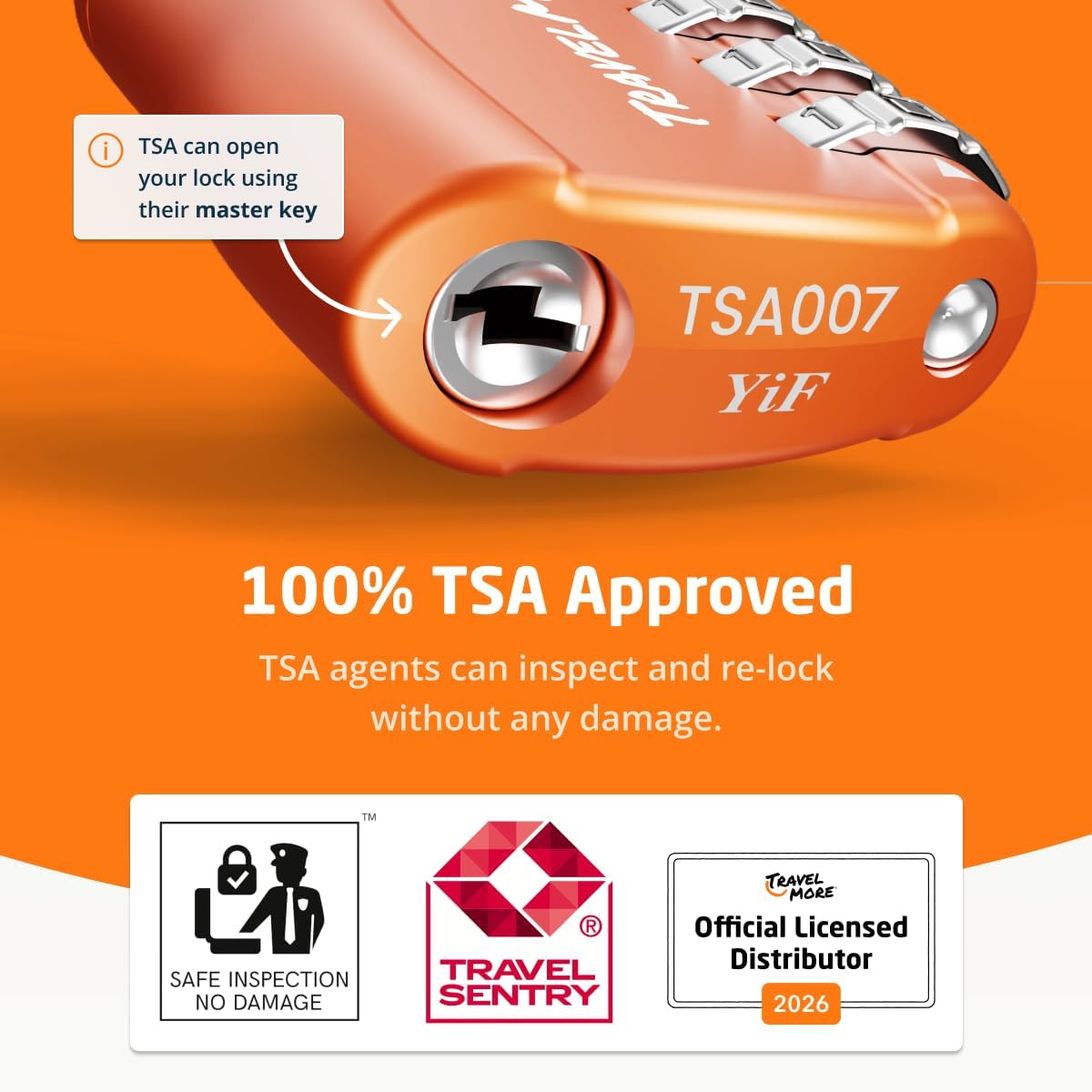 Detalle 2 de TravelMore Lot de 10 Cadenas TSA Orange