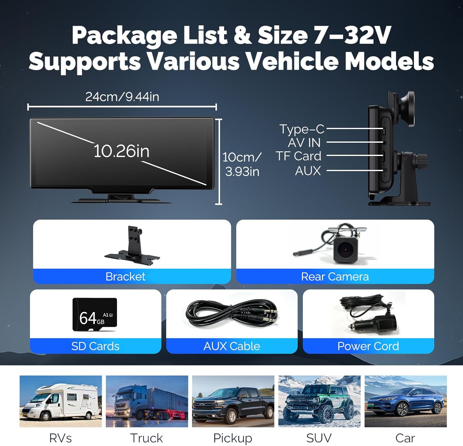 Thumbnail 6 de 10.26" Car Tablet Pro Max 2026: Wireless CarPlay & Android Auto with 4K Front / 1080P Rear Cameras