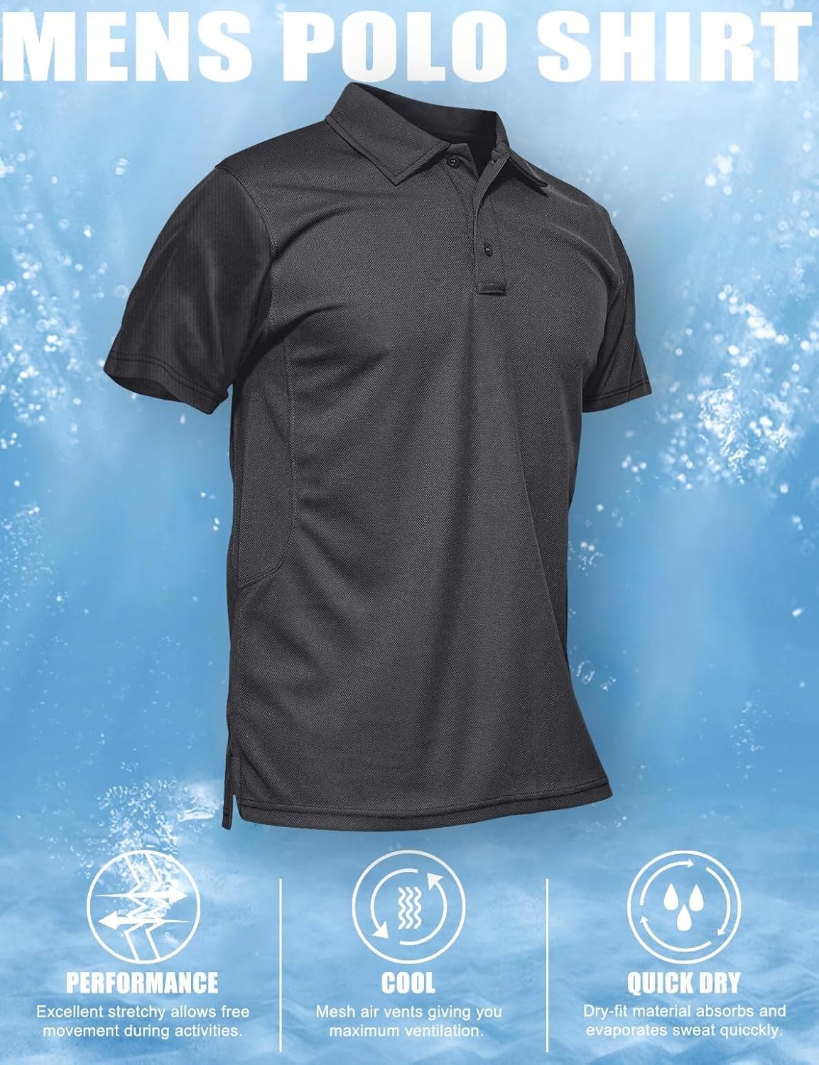 Detalle 2 de MAGCOMSEN Men’s Quick-Dry Performance Polo Shirt (Pique Jersey Tactical Golf Style)