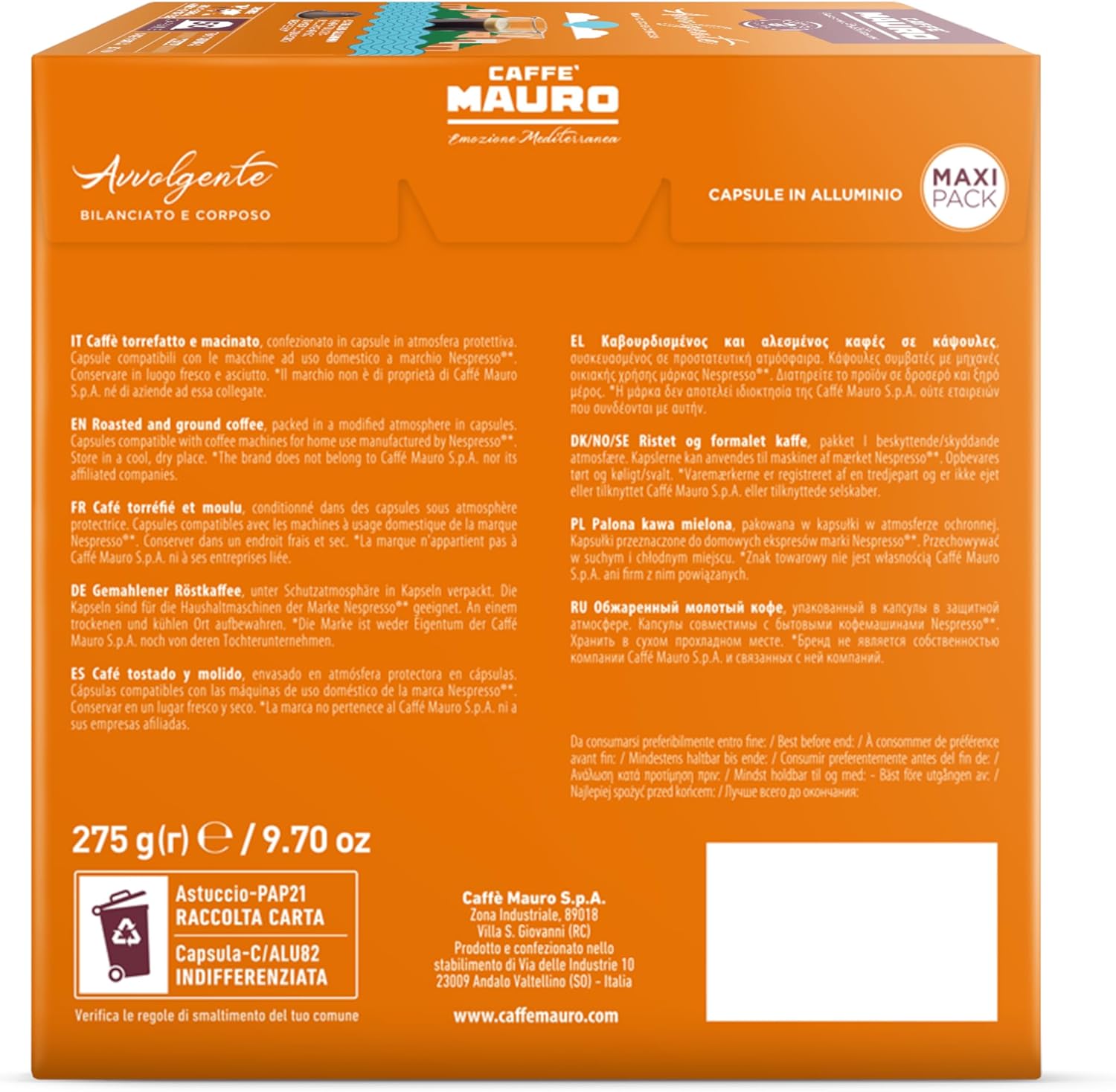 Thumbnail 1 de Caffè Mauro Torrefazione Avvolgente – Miscela intensa 8/10, 50 capsule alluminio, compatibili Nespresso