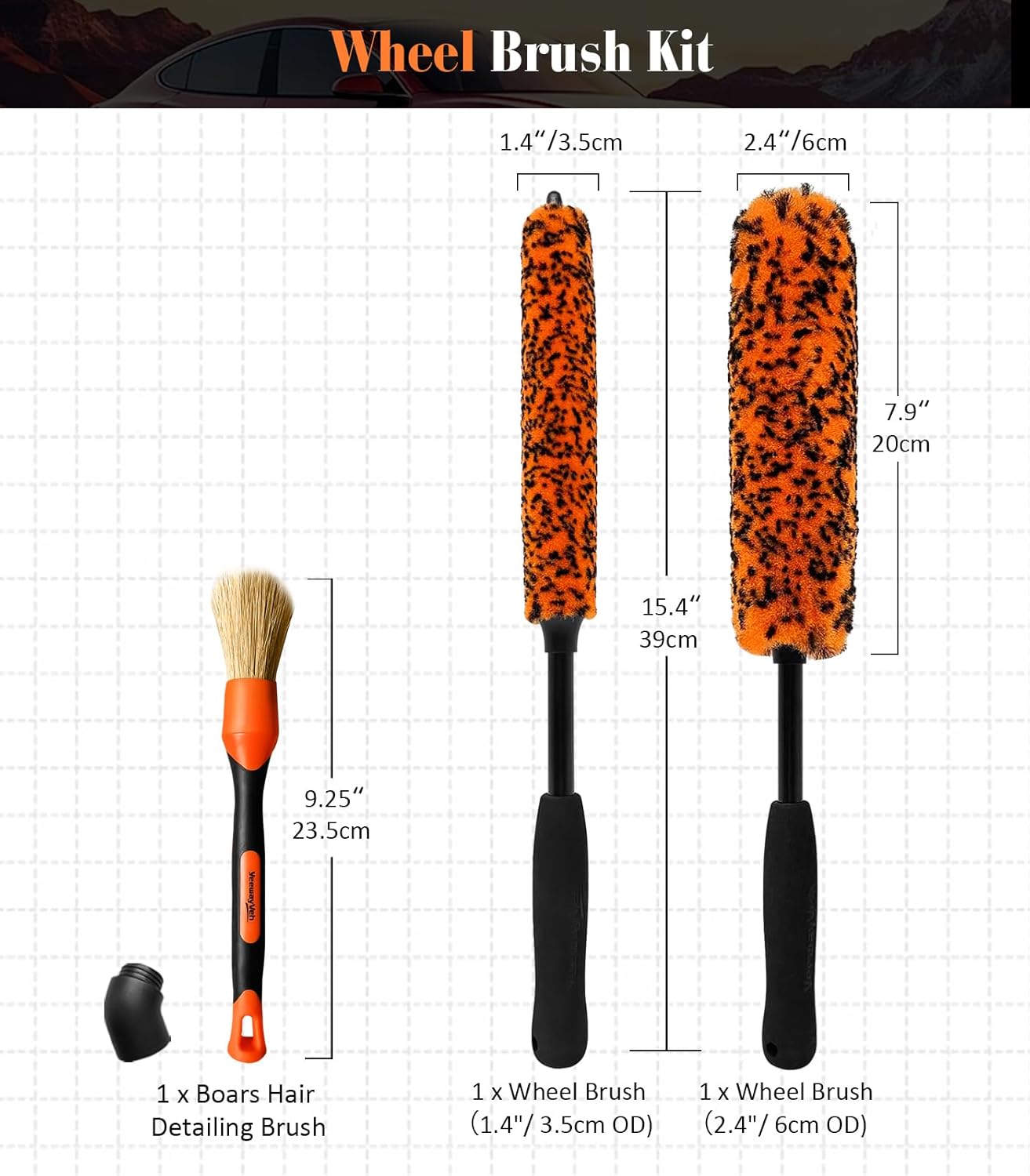 Thumbnail 5 de YeewayVeh 3PCS Wheel Brush Kit