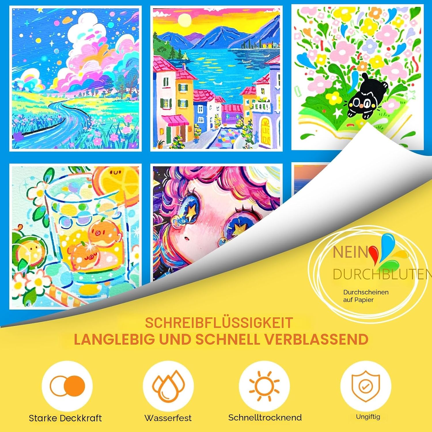 Detalle de Lyuvie 240 Farben Acrylstifte – Wasserfeste Marker für Stein, Holz, Glas und mehr