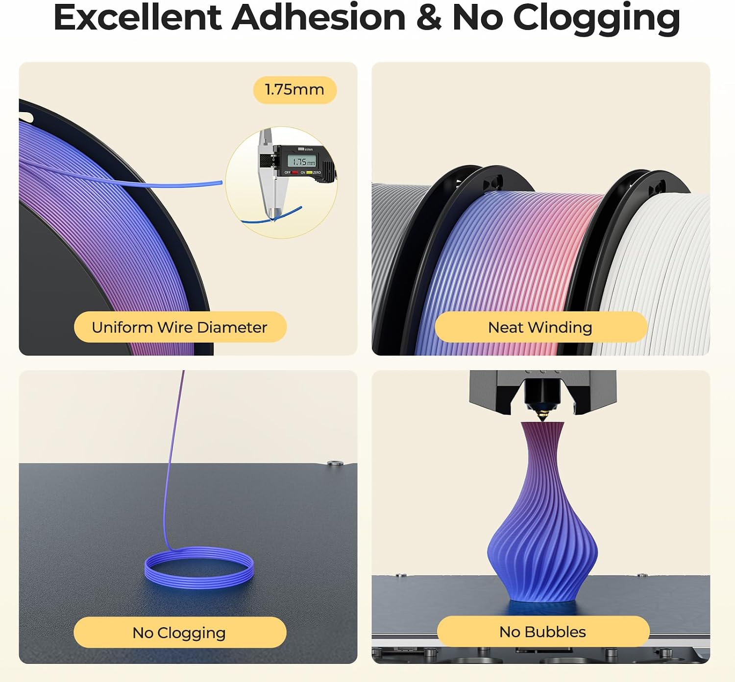 Thumbnail 2 de Creality Regenbogen PLA Filament 1,75 mm, 1 kg Spule – Hochwertiges PLA+ Rainbow für K1, K2, K1C
