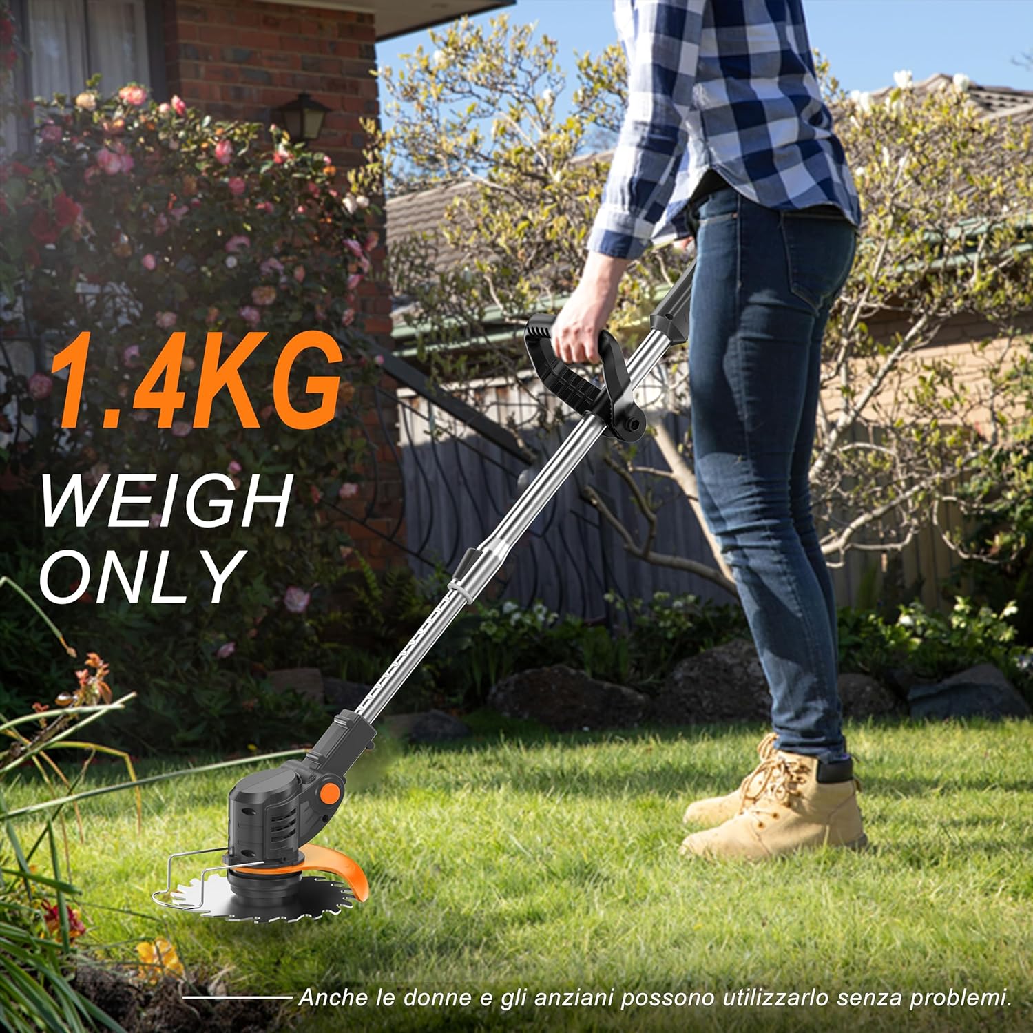 Thumbnail 3 de Metal Blade Cordless Strimmer (21V) with 27 Blades and 15cm Cutting Diameter