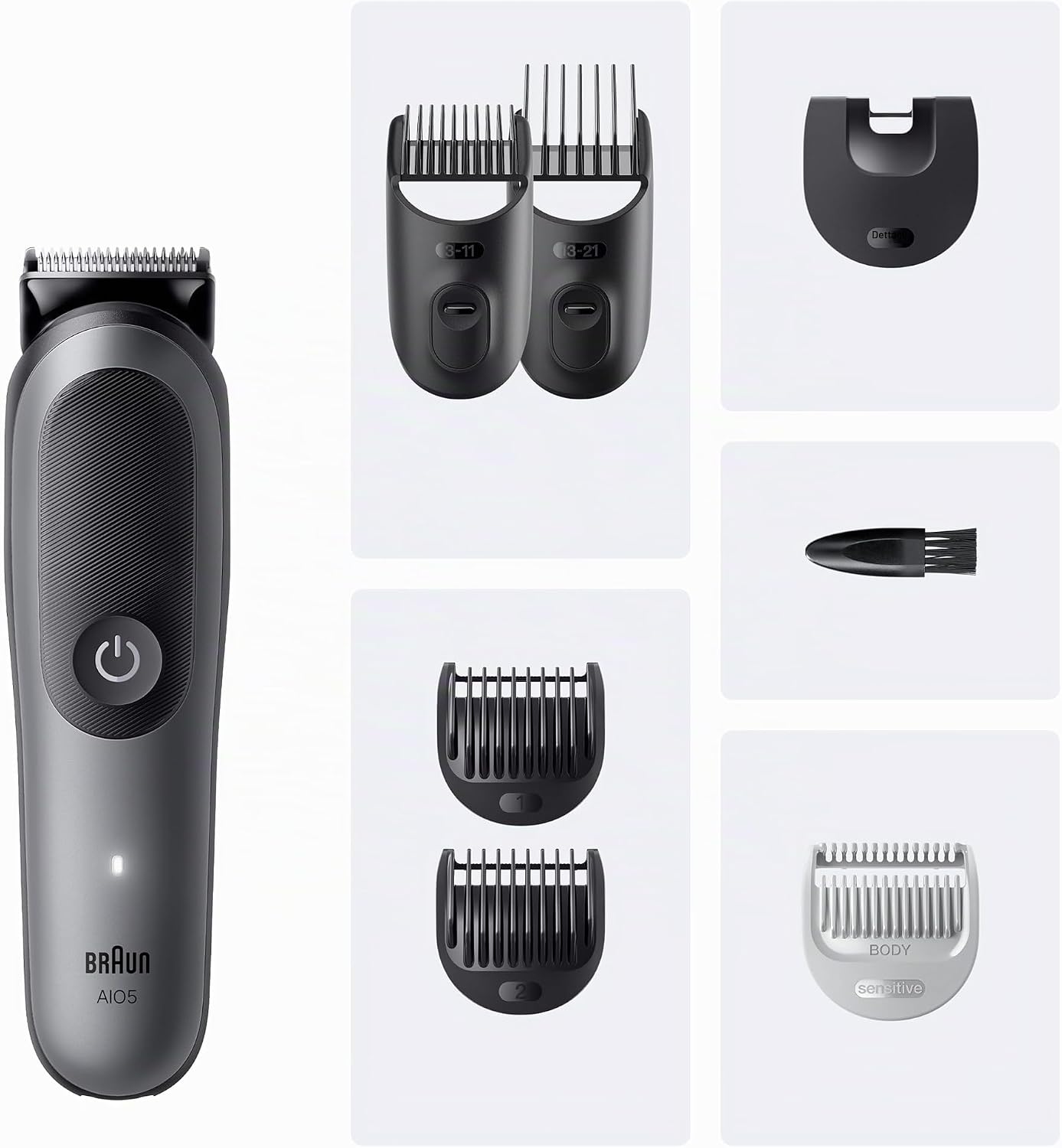 Detalle de Braun All-in-One Series 5 (AIO5520): rifinitore tutto-in-uno per viso e corpo, autonomia da 120 minuti