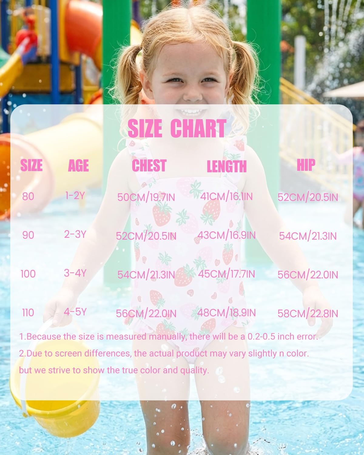 Thumbnail 4 de FishingDino Toddler Girls Swimming Costume 1-6T: Cute One-Piece with Adjustable Straps