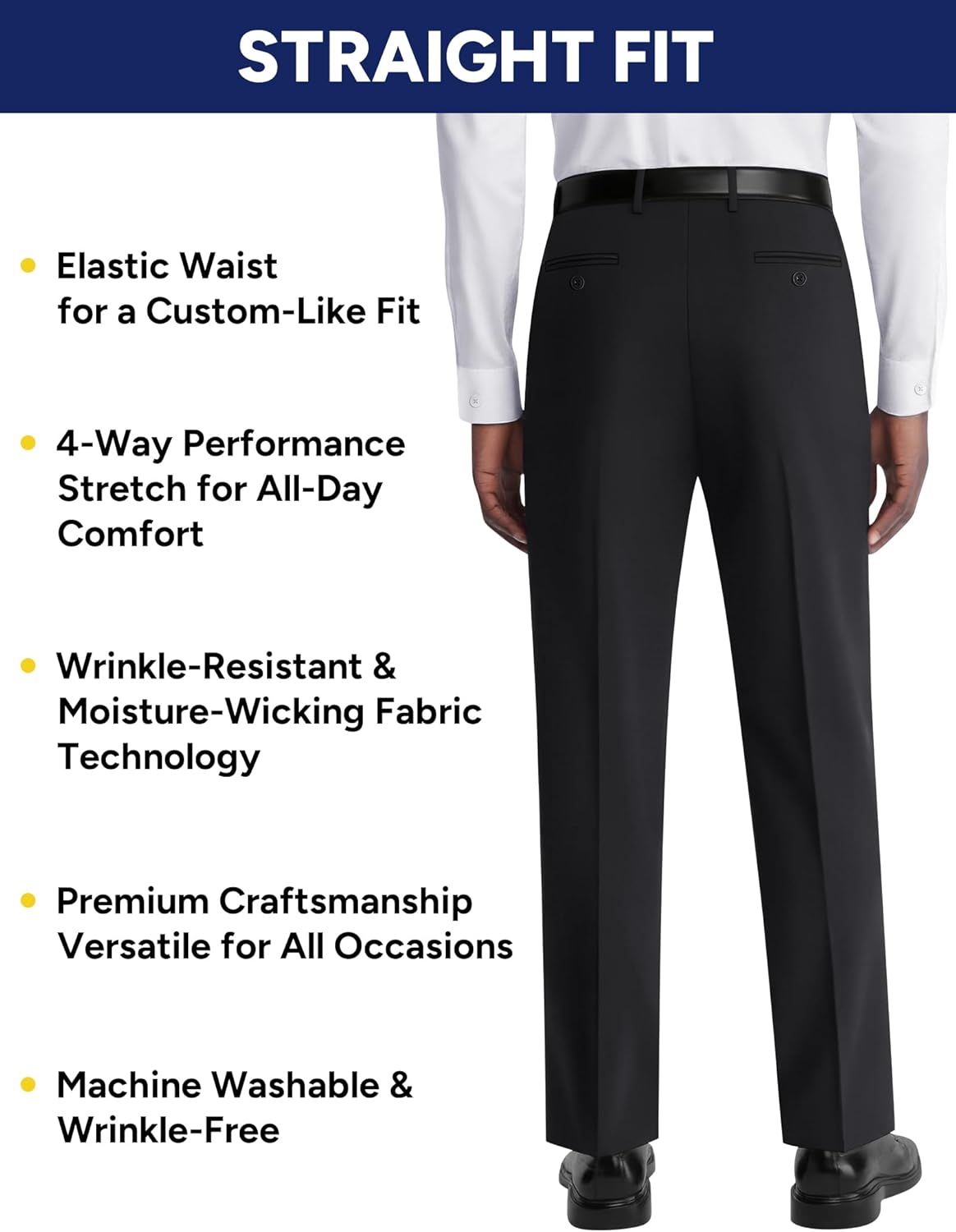 Thumbnail 3 de Pacific Perfect Men's Stretch Dress Pants with Expandable Waist: 3 Fits (Slim, Classic Straight, Big & Tall)