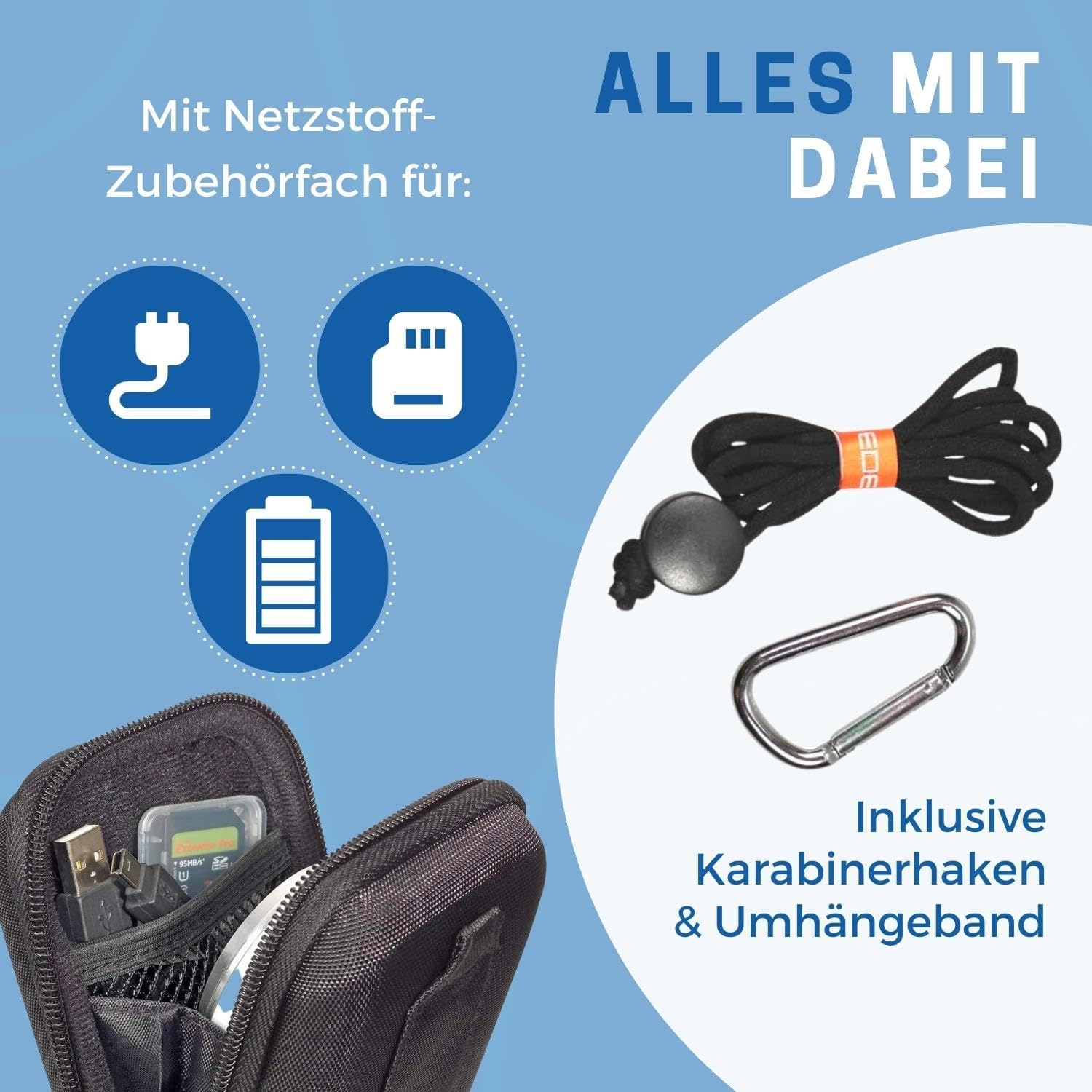 Detalle de PEDEA Hardcase Kameratasche für Digitalkameras (kompatibel u. a. mit Fujifilm FinePix XP140, Sony DSC-WX350, Nikon Coolpix AW130 & mehr) – Schwarz