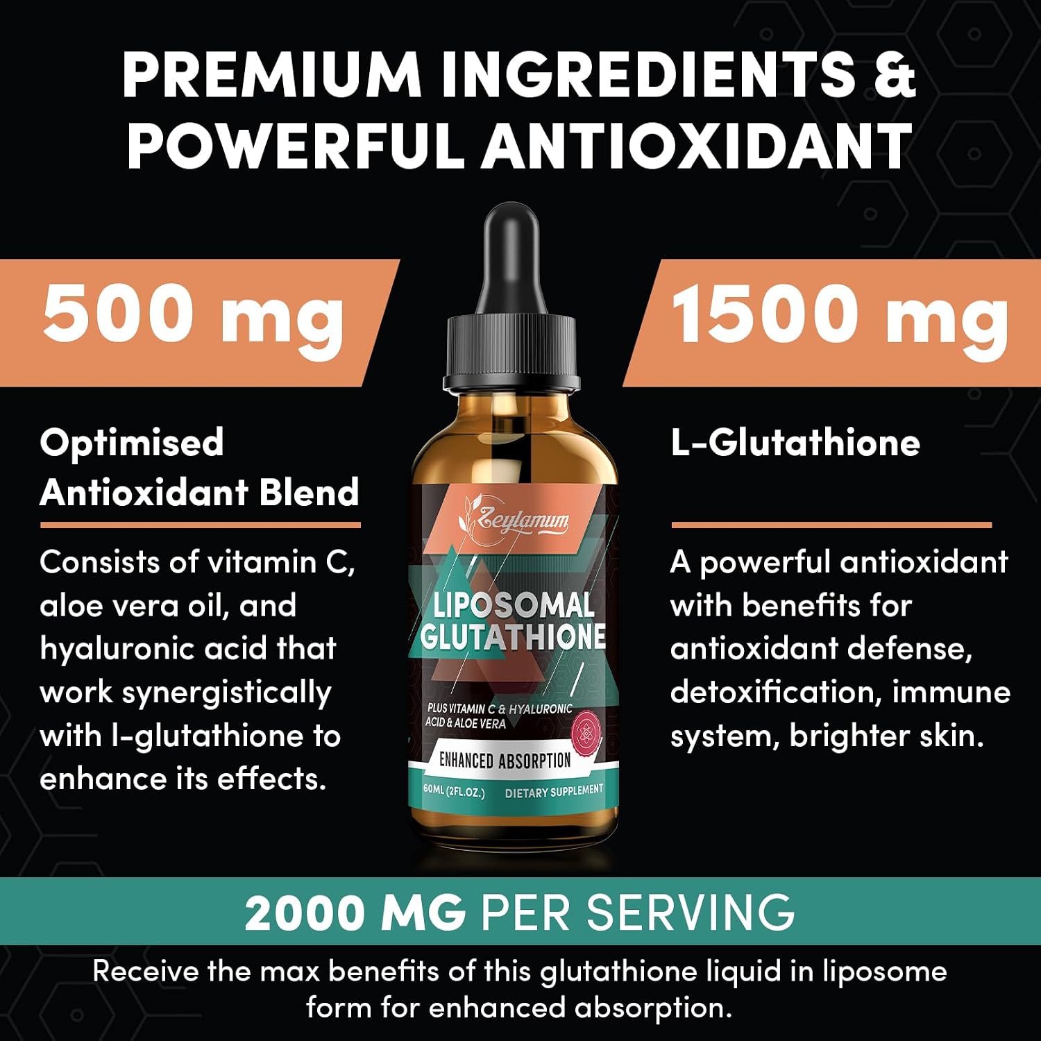 Detalle 1 de Zeylamum Liposomal Glutathione Drops, 2.02 oz
