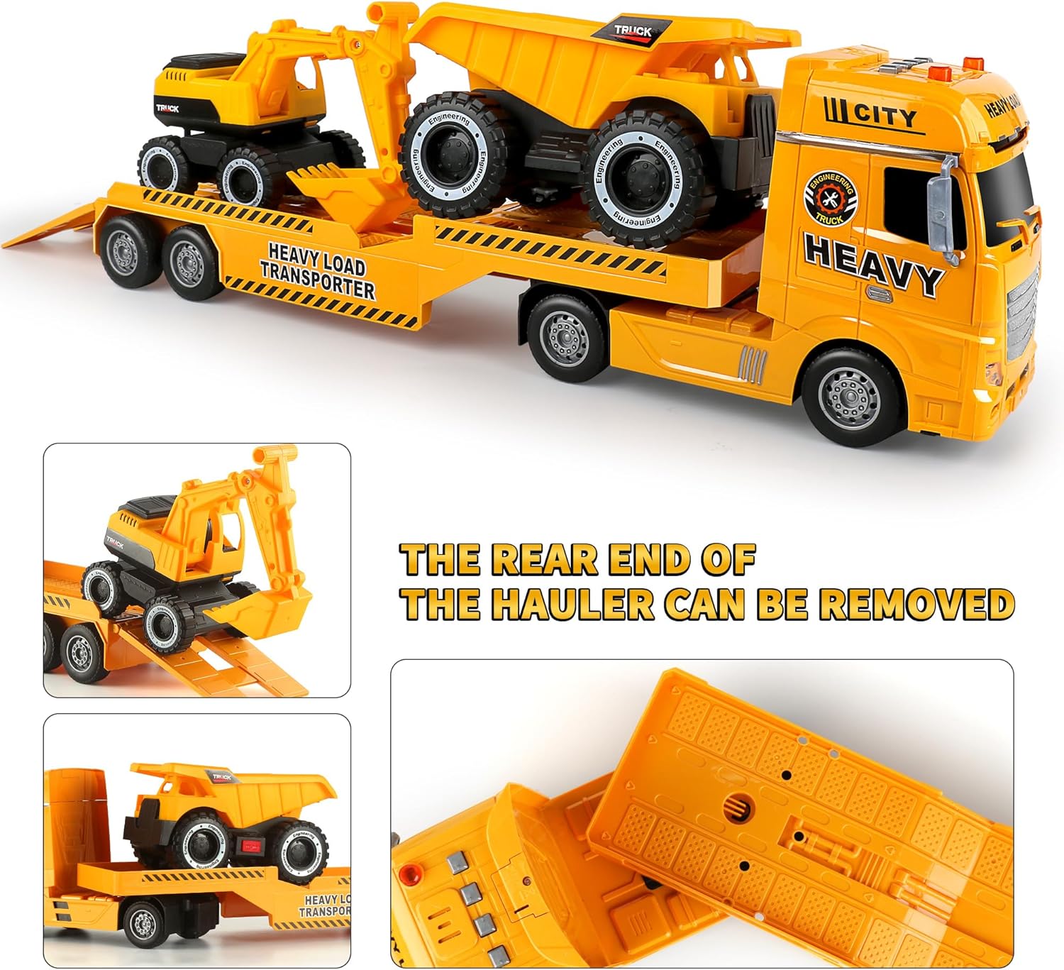 Detalle 2 de Dwi Dowellin 3-in-1 Construction Carrier Truck with Excavator and Dump Truck (25.6")