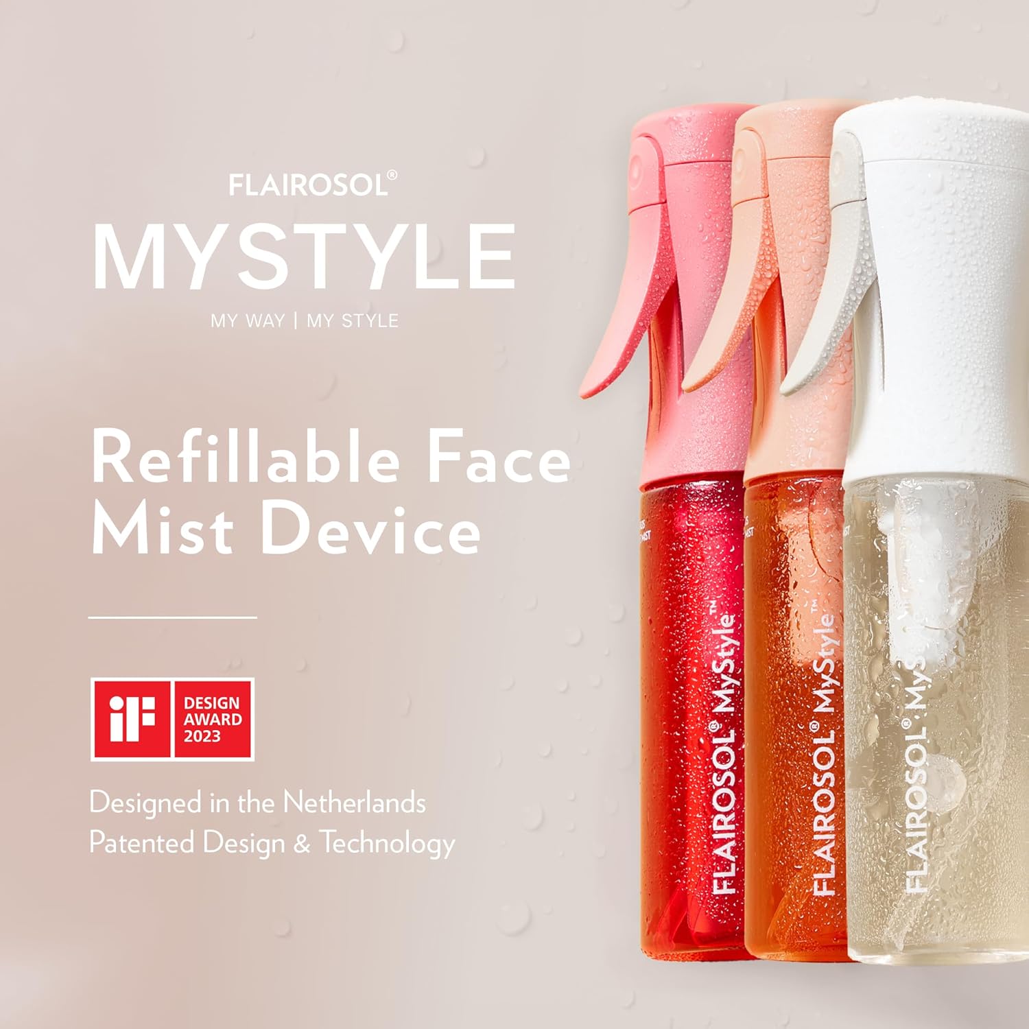 Detalle de FLAIROSOL Flacon vaporisateur MyStyle – Lot de 3, vaporisateur de voyage 90 ml pour le visage