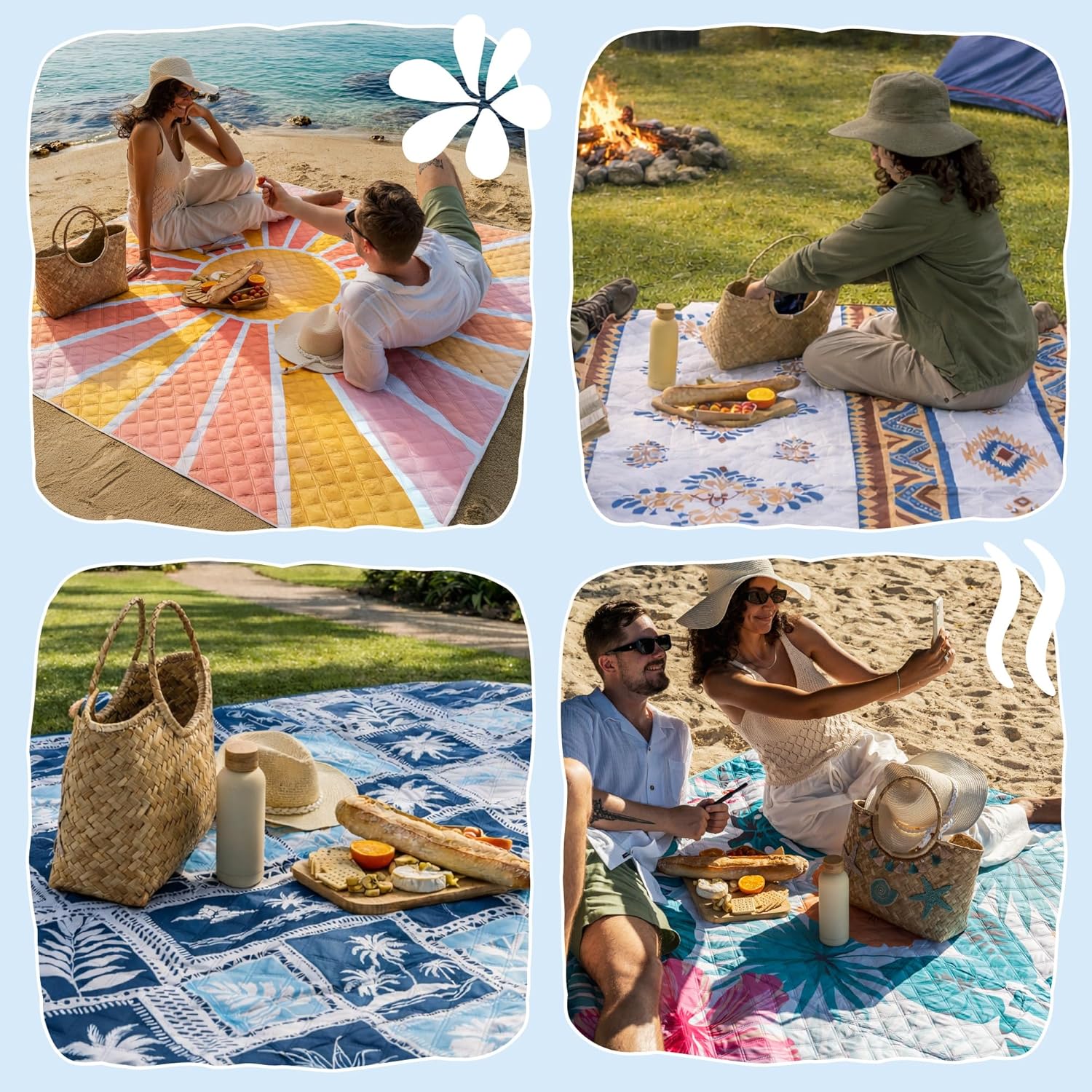 Thumbnail 6 de Twinzee Couverture de pique-nique 200 x 200 cm imperméable, anti-sable et lavable