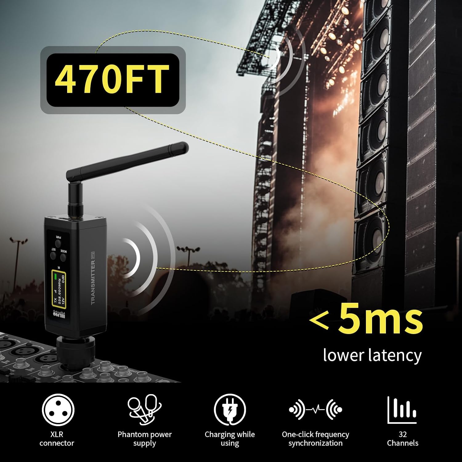 Detalle 2 de HHLPRO Wireless XLR Transmitter-Receiver F30