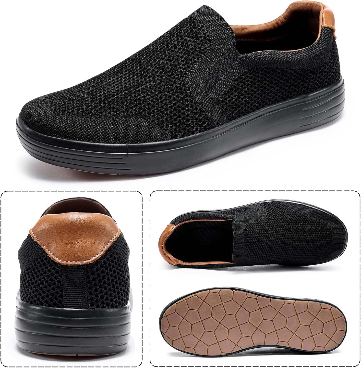 Detalle 2 de konhill Men's Slip-On Walking Shoes Trainers Casual Breathable Mesh Sneakers Loafers