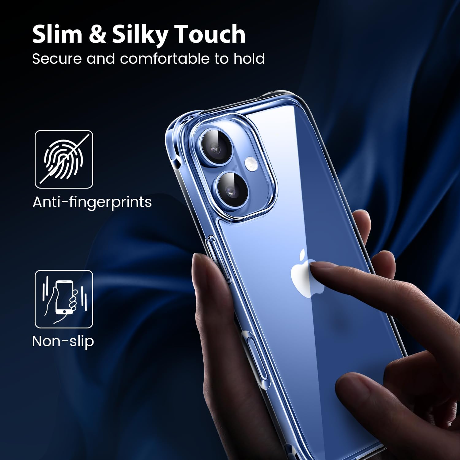 Detalle 2 de Mkeke Clear iPhone 17 Case — Not-Yellowing, Military-Grade Drop Protection