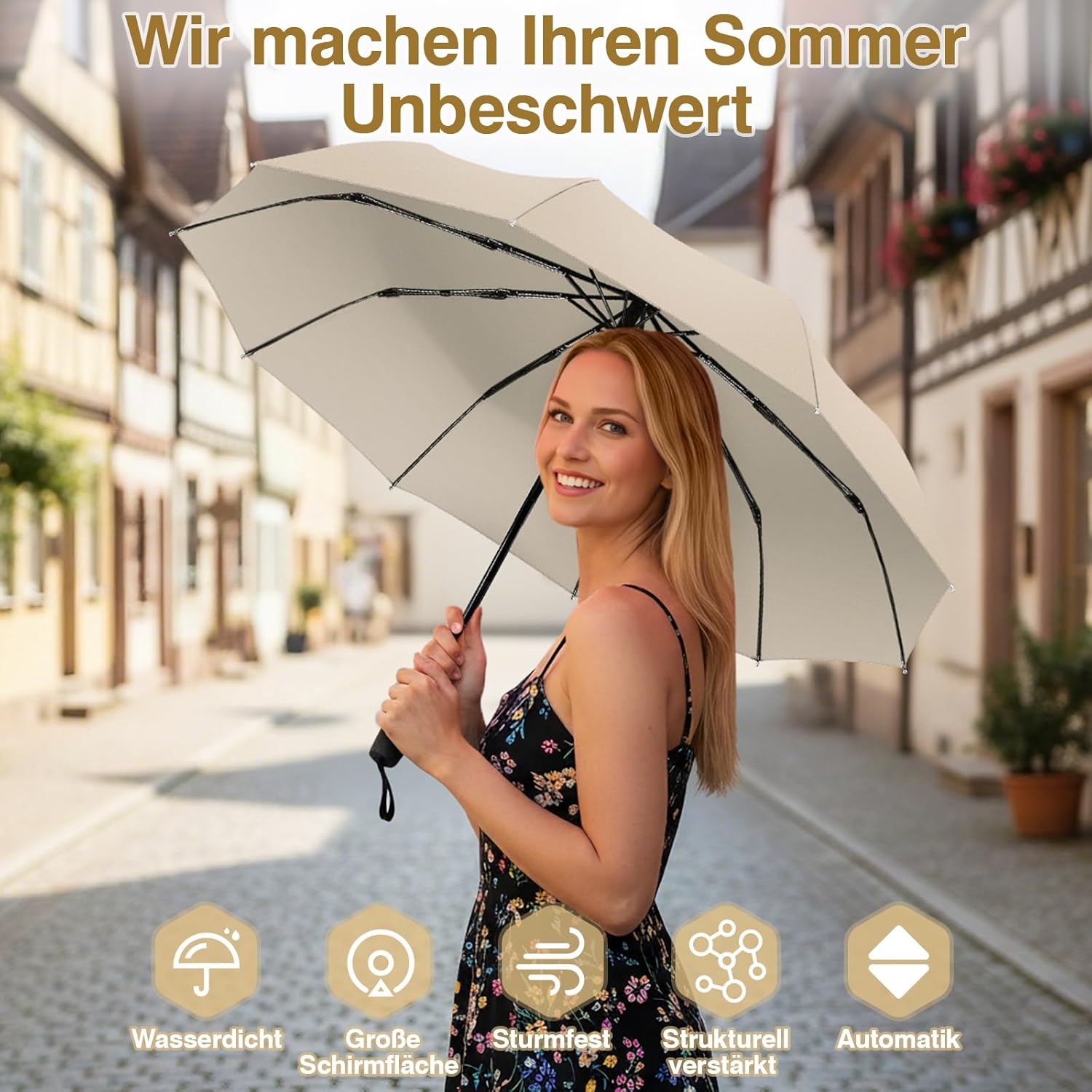 Thumbnail 1 de ZOMAKE Regenschirm Sturmfest – Klein & 114 cm großer Taschenschirm, windfest, Auto-Open/Close, UV-Schutz SPF 30+