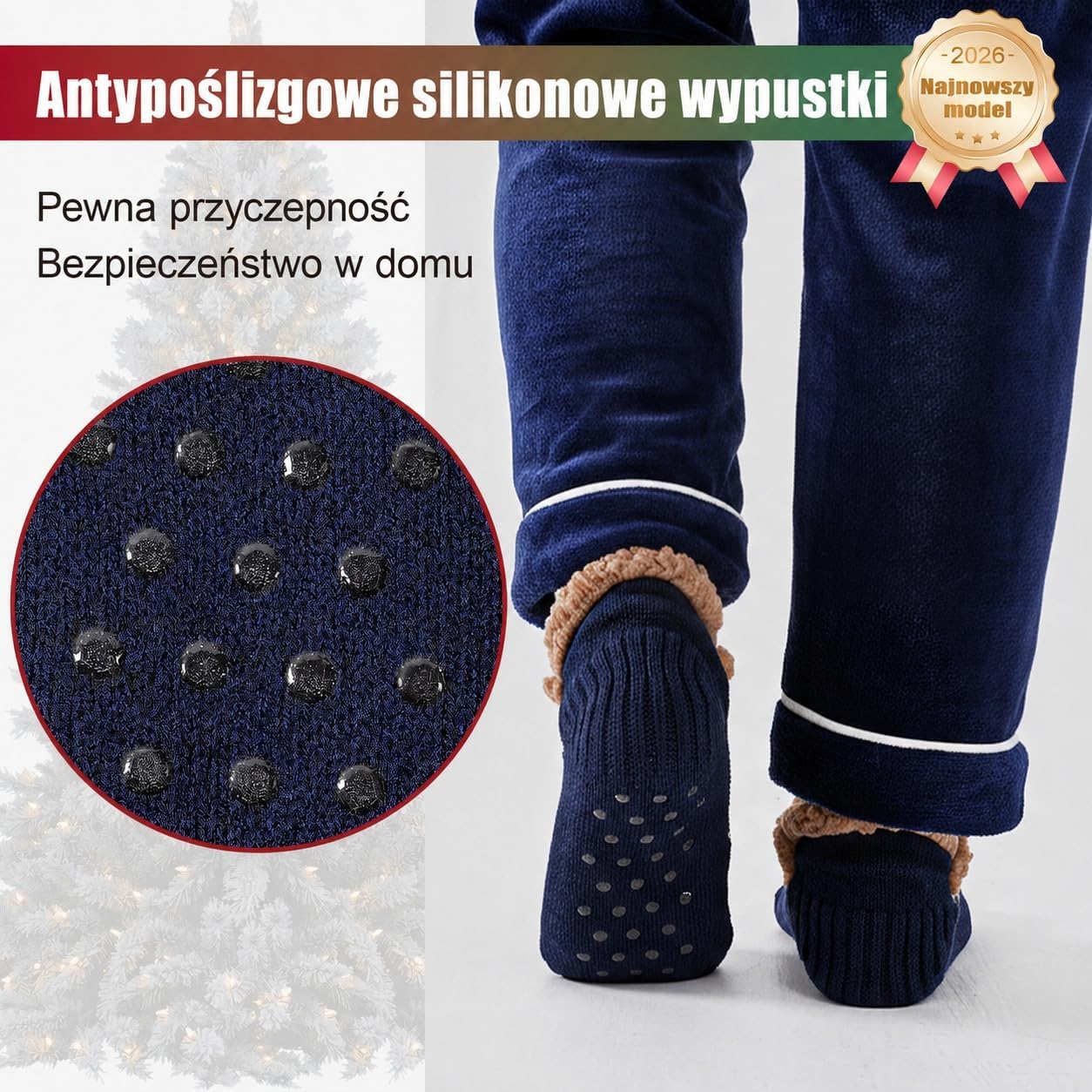 Detalle de Niorasen ciepłe skarpety męskie 38-45, grube i antypoślizgowe do domu