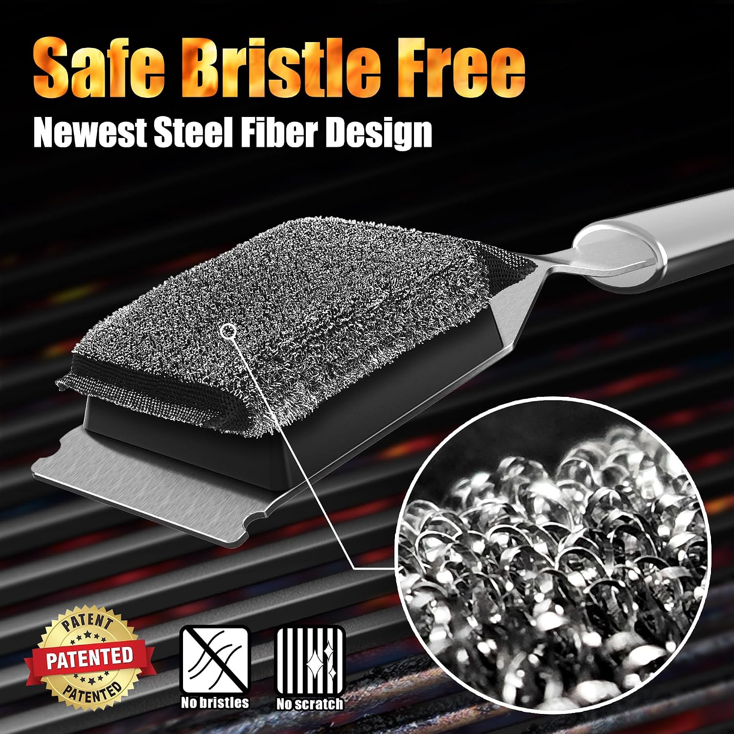 Detalle de GRILLART RSH2 Bristle-Free BBQ Grill Brush Replacement Heads, 2-Pack