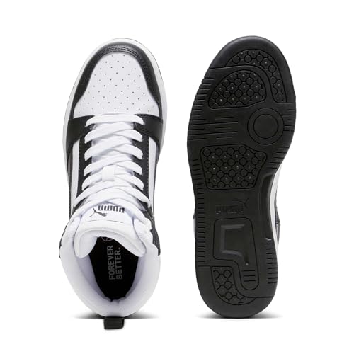 Detalle de PUMA Rebound V6 Mid Jr. - Scarpe da ginnastica unisex per bambini e ragazzi, Puma White / Black Shadow Gray, 37 EU