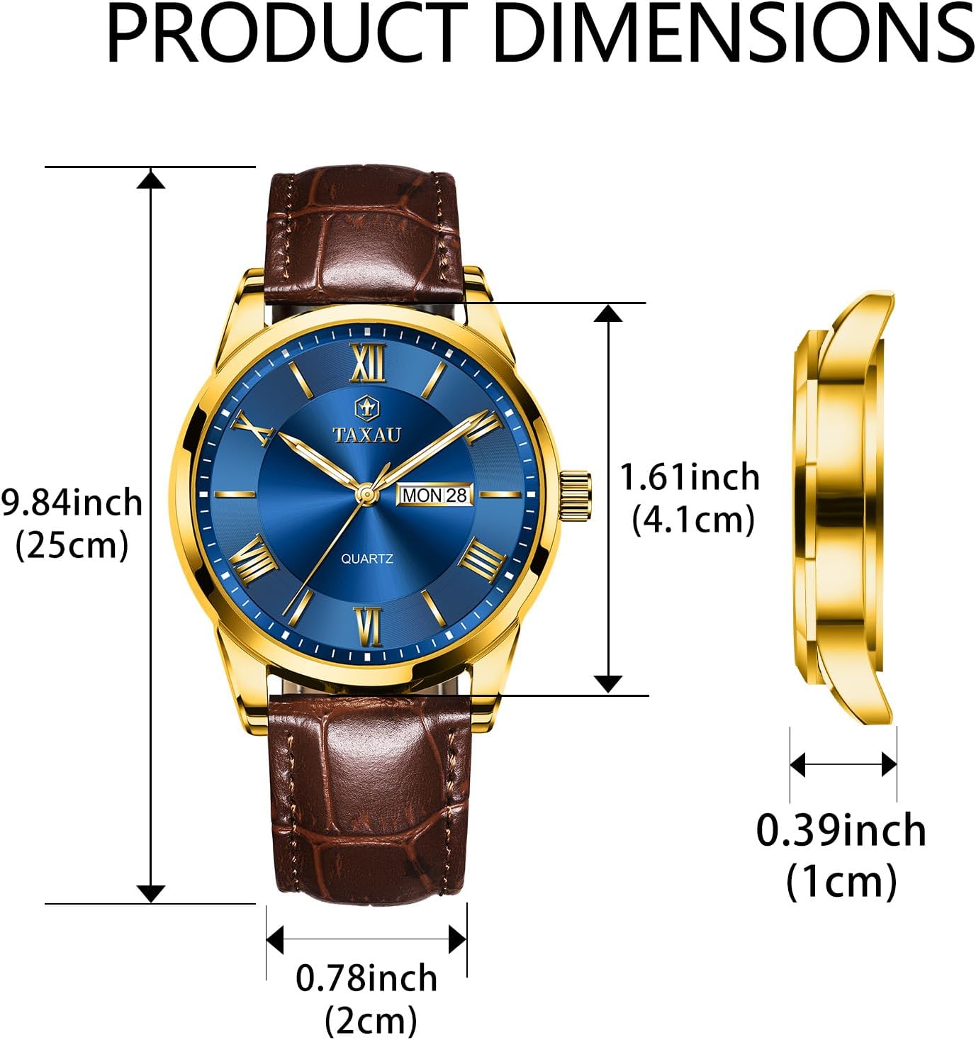 Thumbnail 6 de Taxau Herrenarmbanduhr aus Leder mit großem Zifferblatt, Quarzwerk und Datumsanzeige
