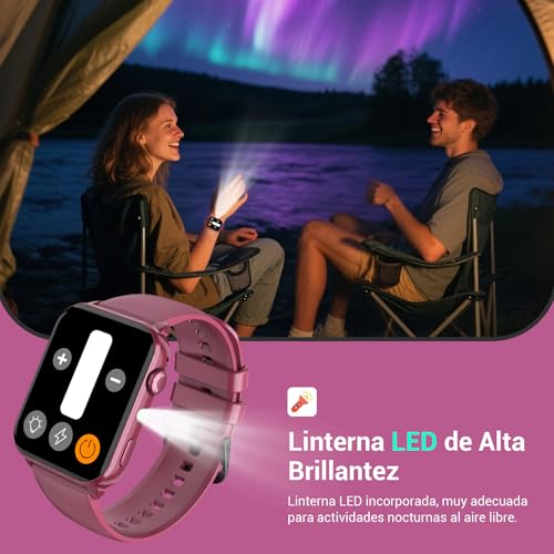 Detalle de Baolubao Reloj Inteligente Mujer con Bluetooth, notificaciones y linterna LED (IP68, 2 correas y esfera DIY)