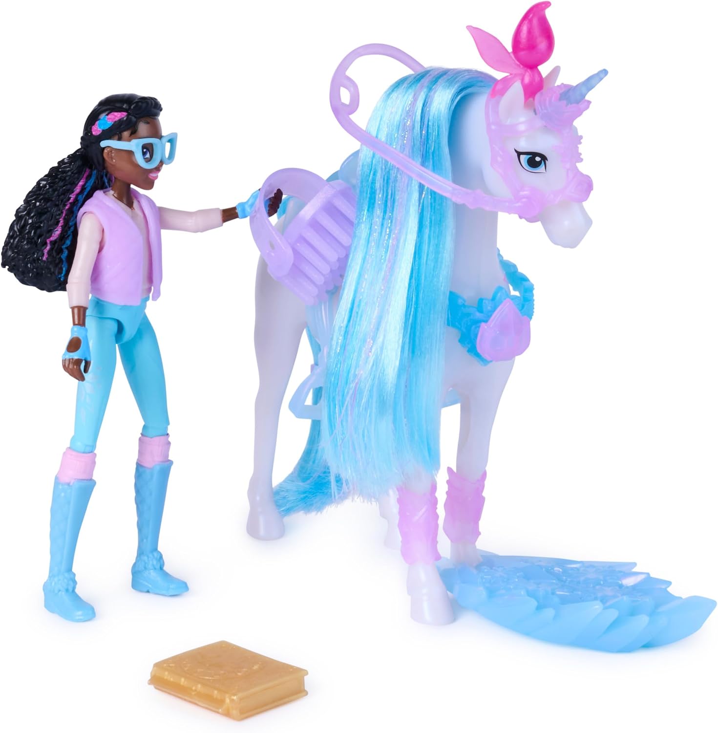 Detalle 2 de Unicorn Academy Glacier’s Gemstone-Abenteuer mit Layla – Originalfigurenset im EIS-Magie-Design, ca. 12,7 cm mit 13 Zubehörteilen