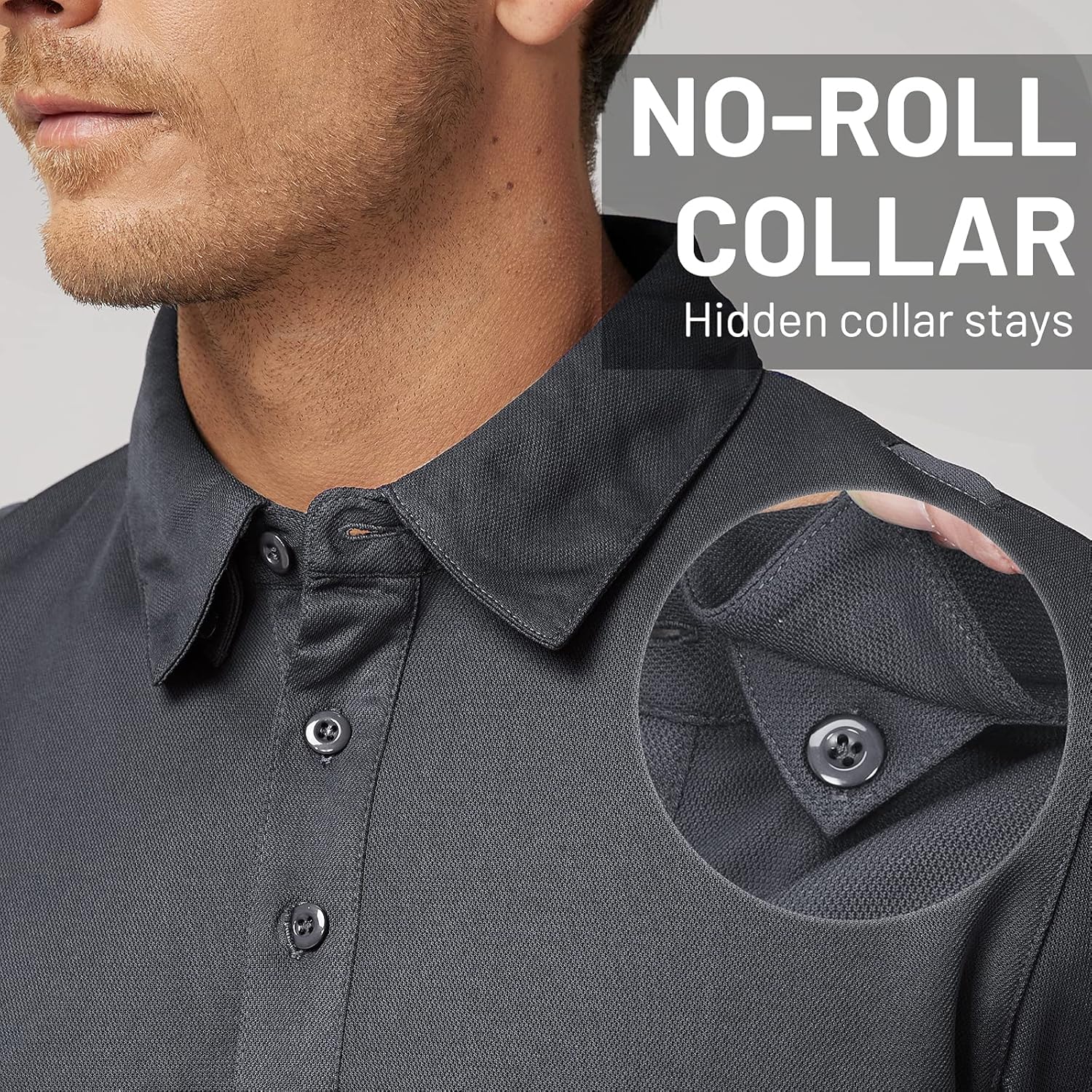 Thumbnail 3 de MIER Men’s Outdoor Performance Tactical Polo Shirts (Short & Long Sleeve), Moisture-Wicking