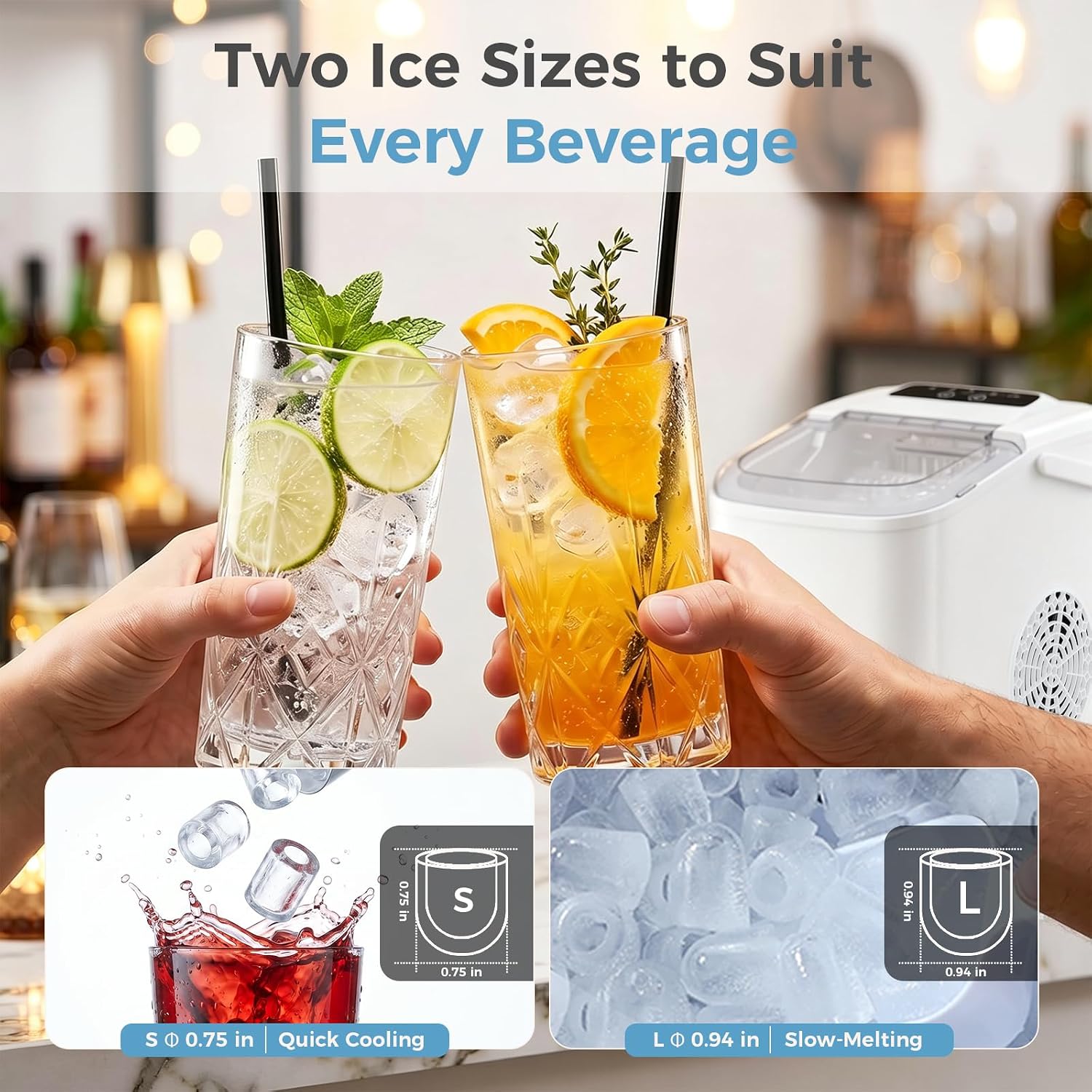 Detalle 2 de KMFurnila Countertop Ice Maker, 26 lb Daily Capacity