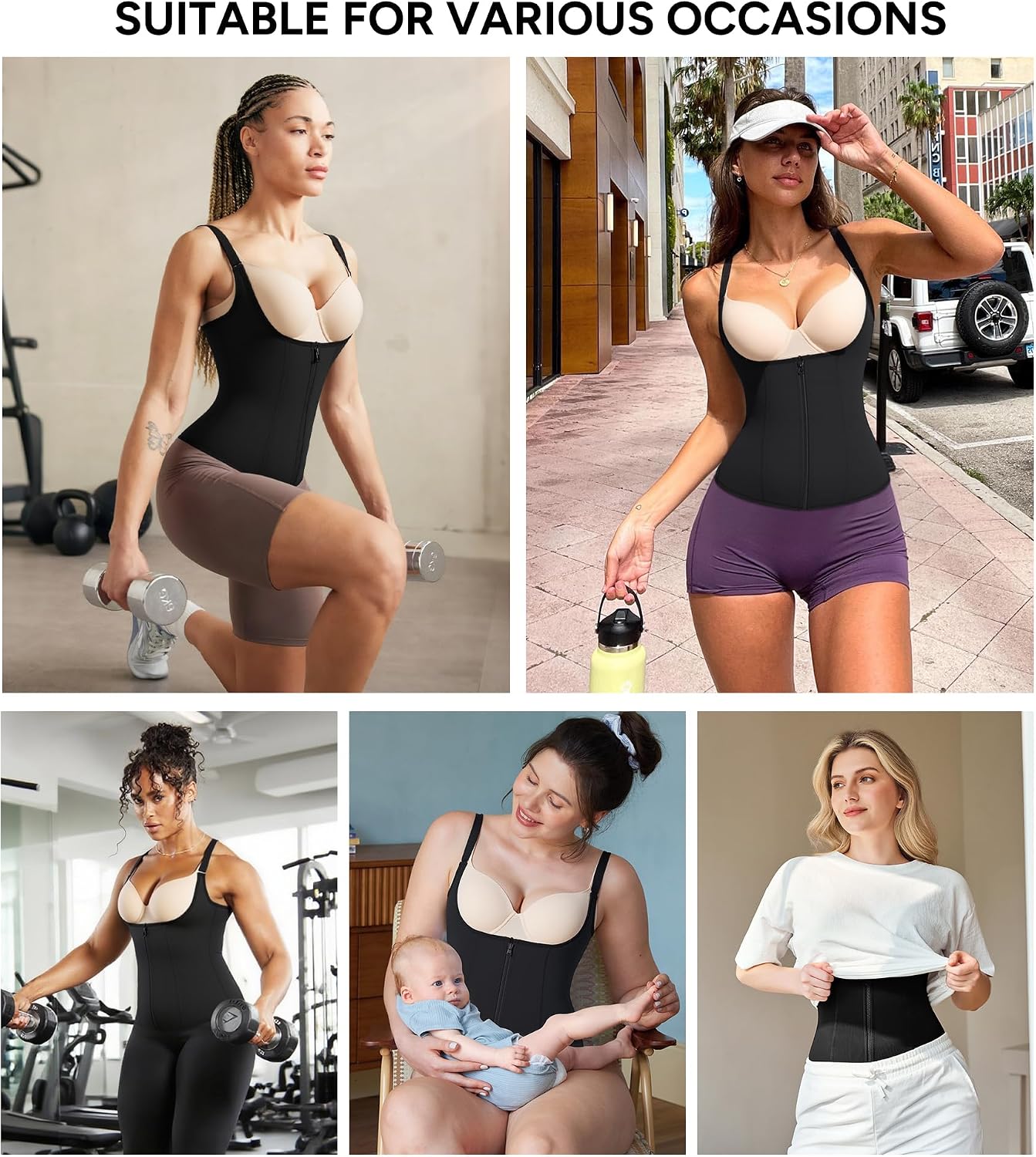 Thumbnail 4 de Nebility Waist Trainer Corset Shapewear Tank Top with Front Zipper and Adjustable Fit
