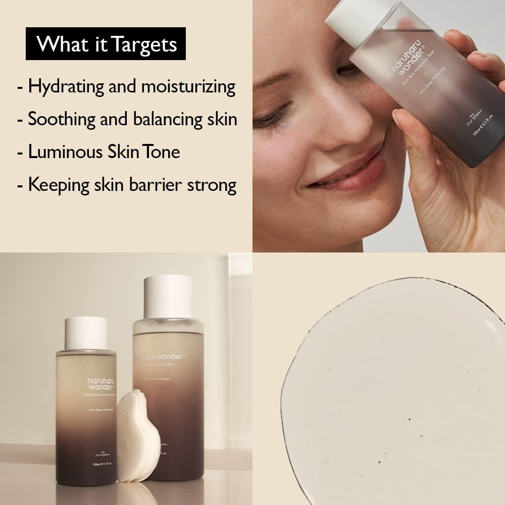 Detalle de Wonder Black Reis Hyaluron Toner 300 ml – Hyaluronsäure mit Fermentem Reisextrakt, Panax Ginseng-Liposom und Saponin