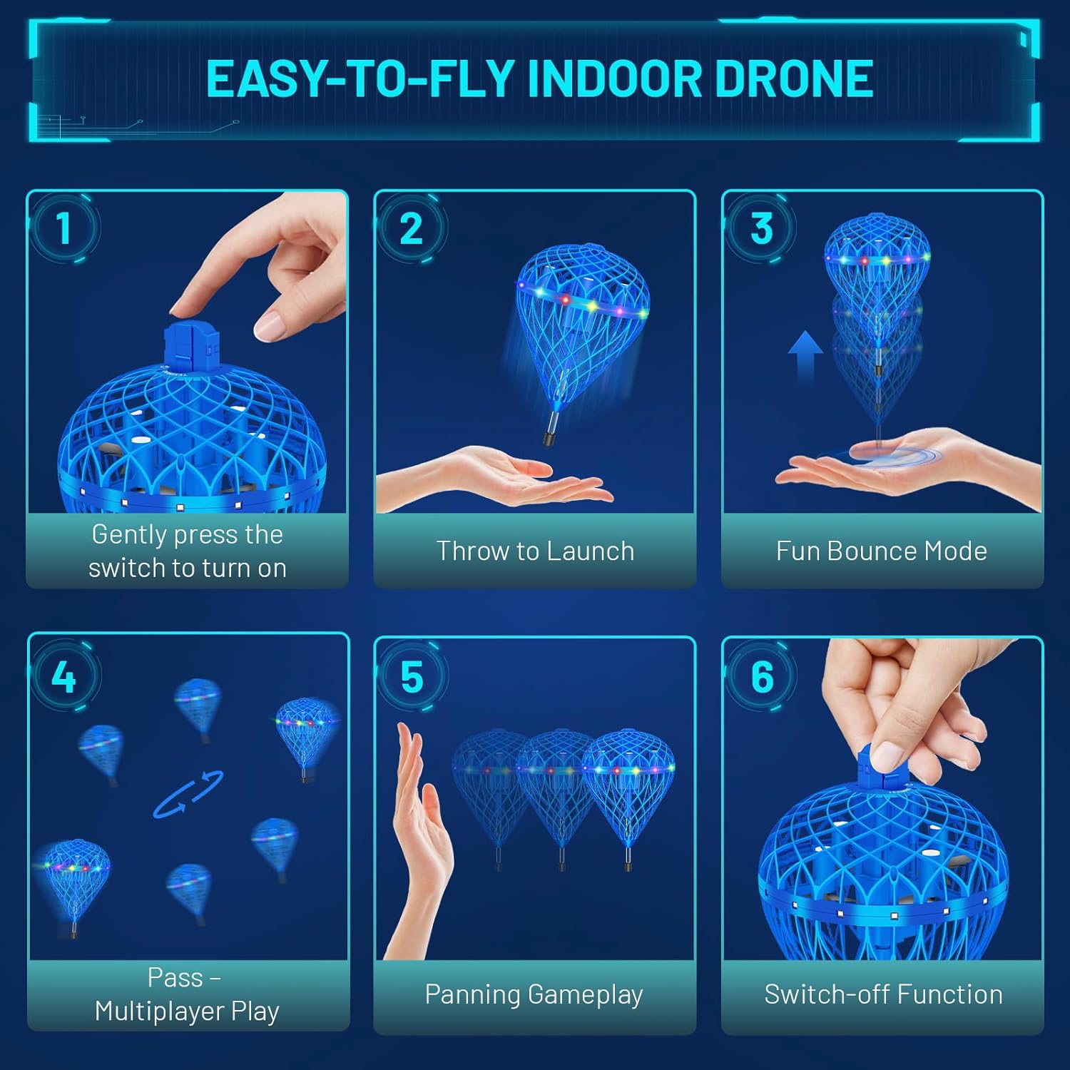 Thumbnail 2 de semai Flying Ball Toys 360° mini drone for kids