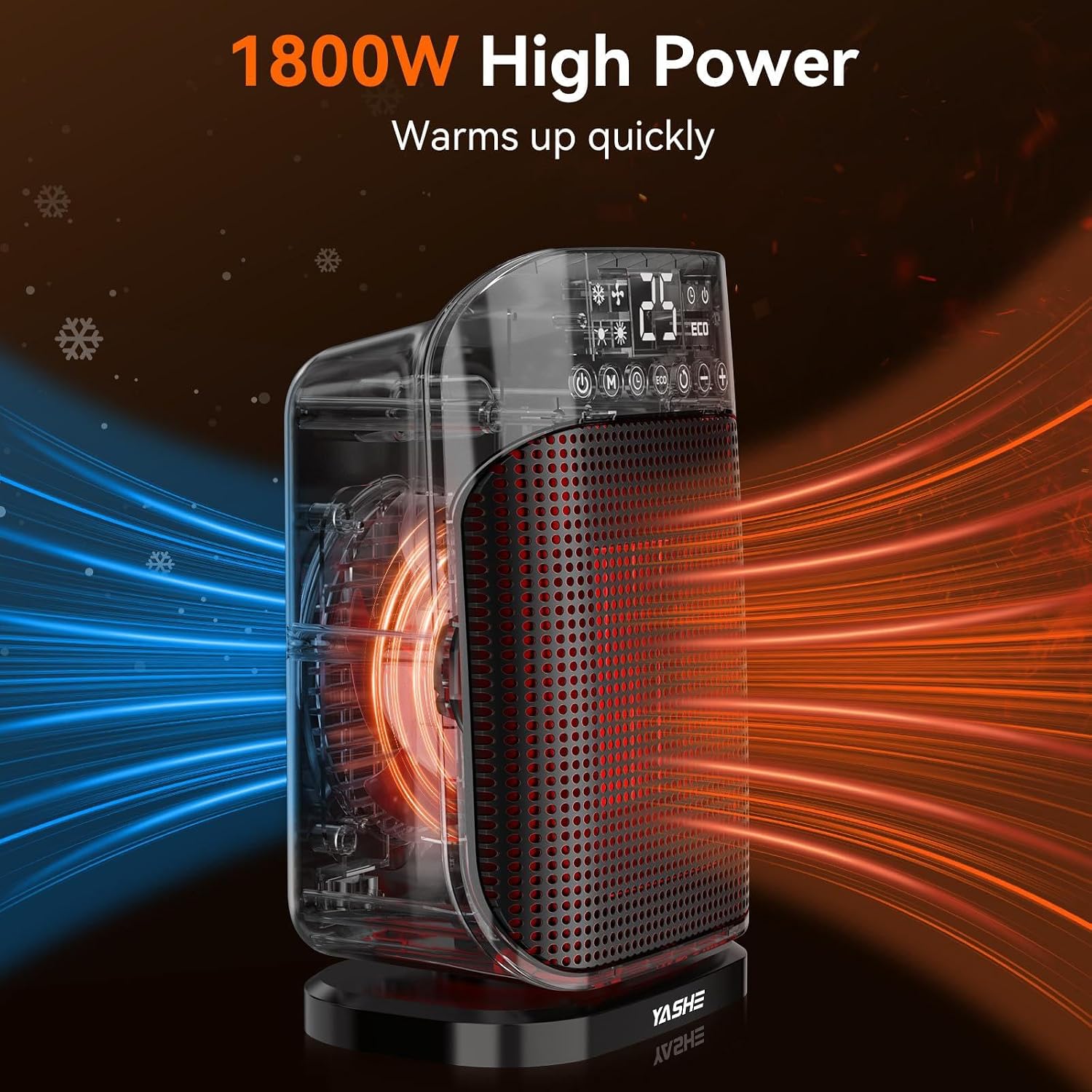 Detalle 2 de YASHE 1800W Electric Heater Portable Space Heater