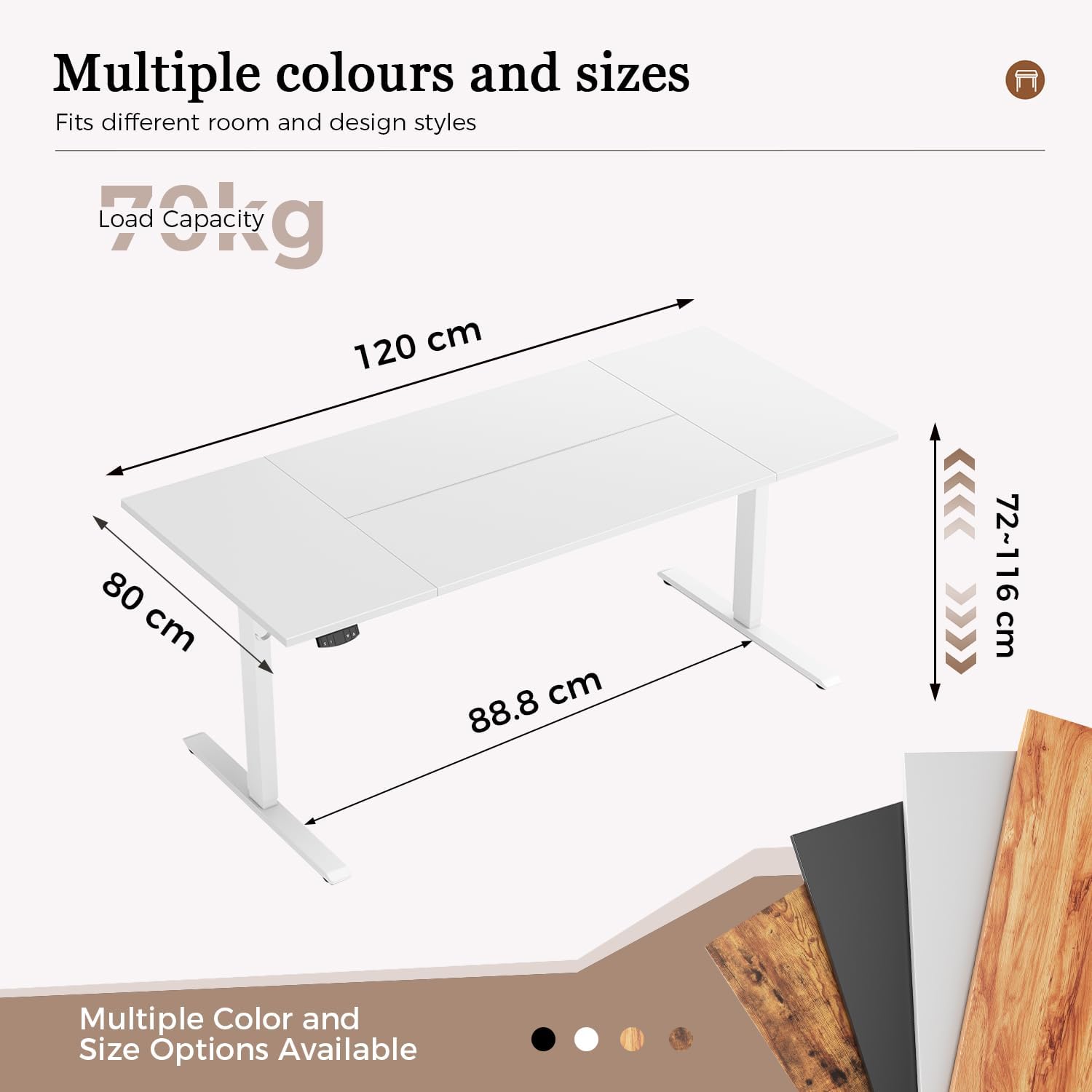 Thumbnail 1 de Klicelor Height-Adjustable Electric Desk 120x80 cm: Sit-Stand, Memory Function, Four-Part Tabletop