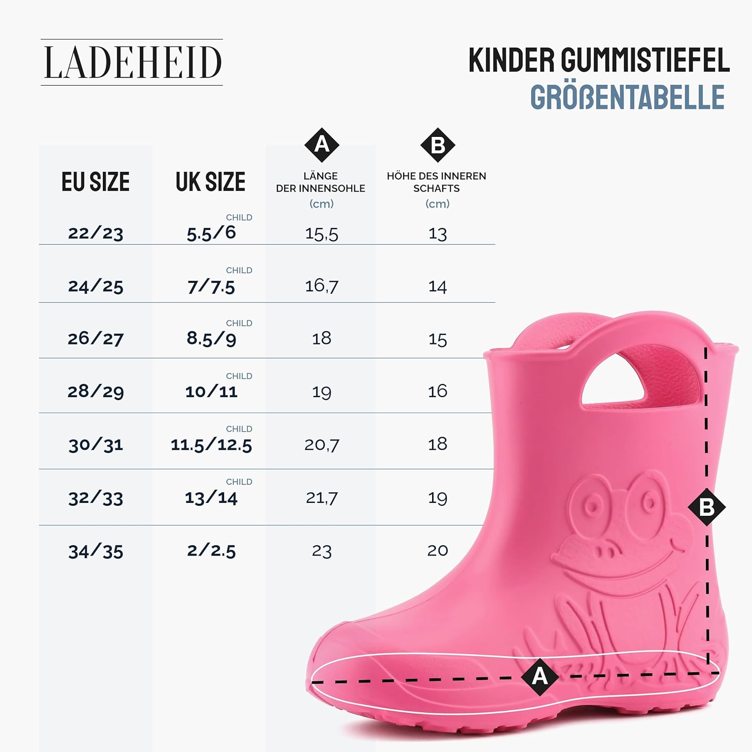 Thumbnail 5 de Ladeheid Eva federleichte Kinder-Gummistiefel LA-CA-01 – wasserdicht, leicht und rutschfest