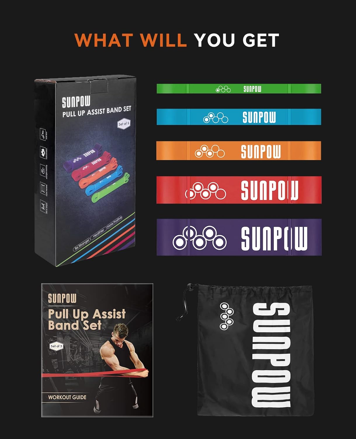 Thumbnail 6 de SUNPOW Pull Up Bands, 5-Pack ⚙