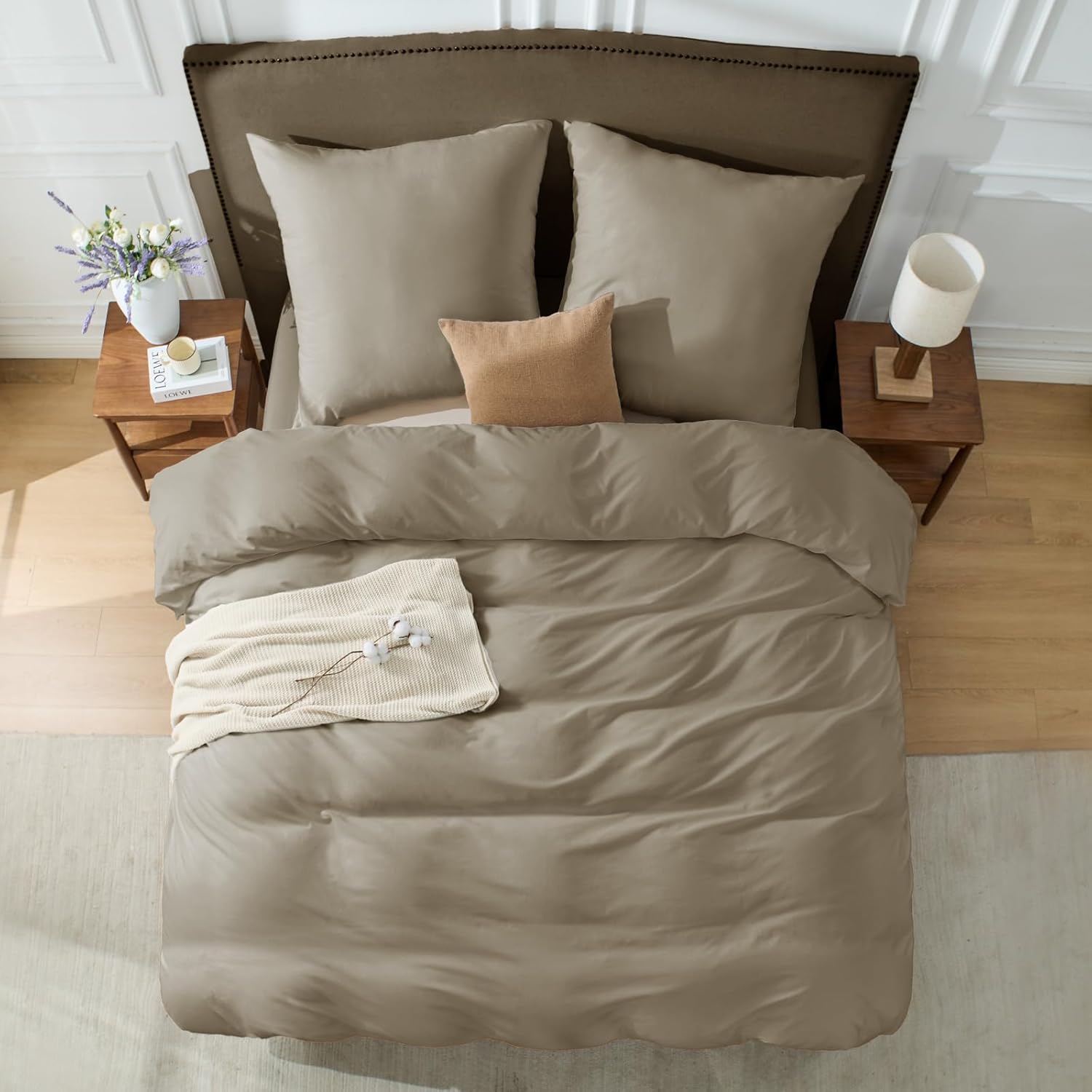 Thumbnail 2 de BEDELITE Bettwäsche 135x200 cm aus Baumwolle, 4-teilig (2er Set + 2 Kissenbezüge 80x80) – Beige