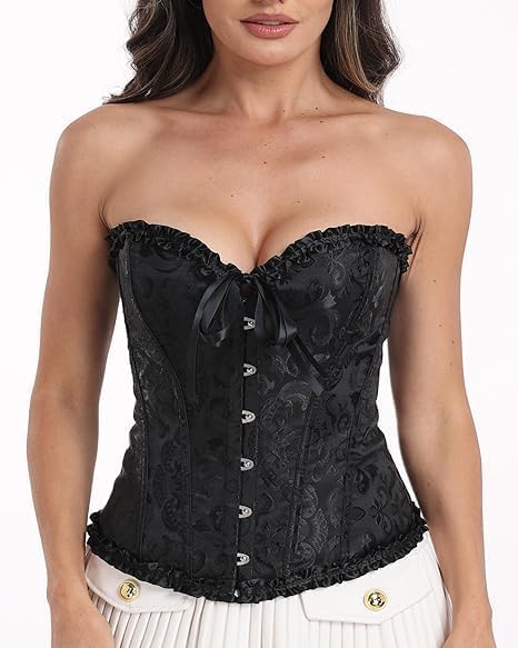 Detalle de JoyPeak overbust corset top 809, Lace-Up Bustier with Steel Boning