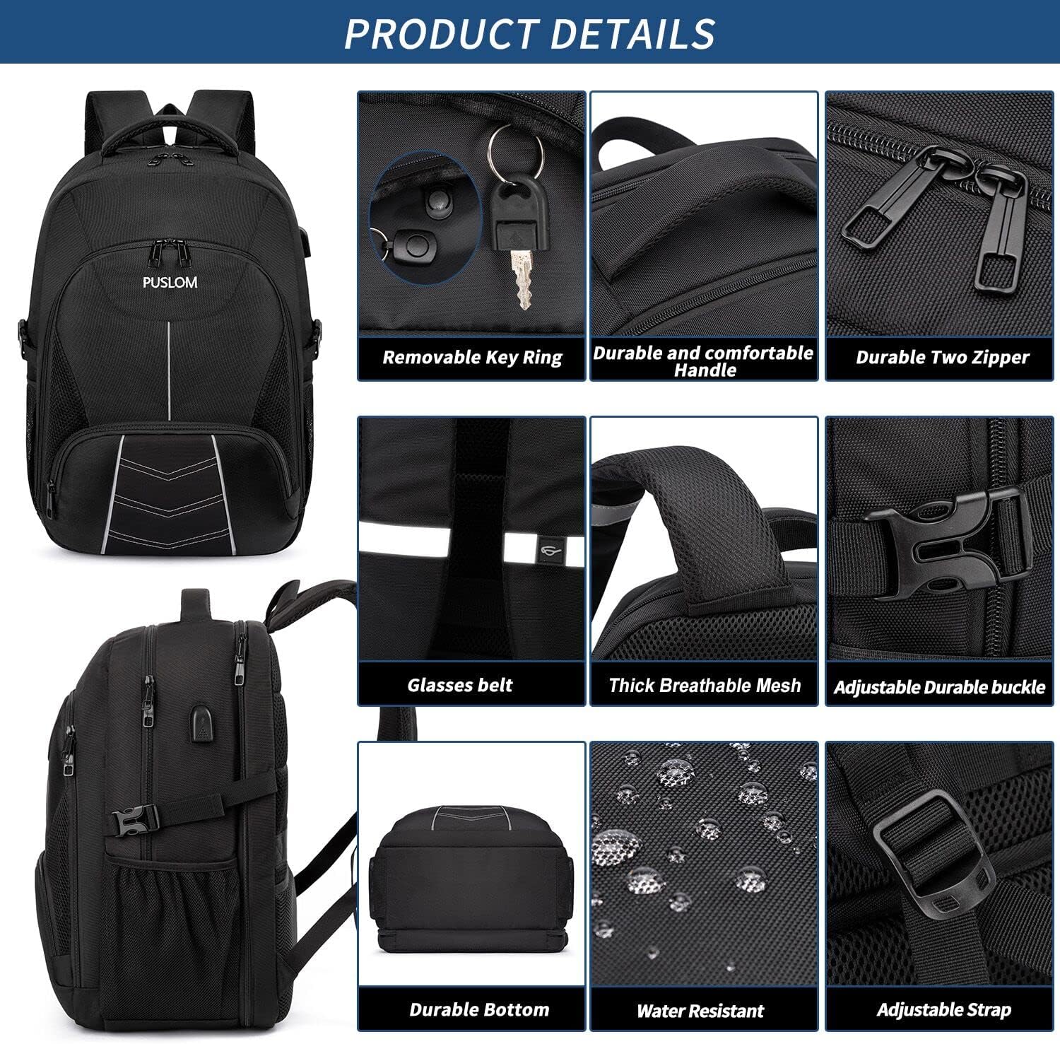 Detalle 2 de Extra Large Backpack 55L Travel Laptop Bag