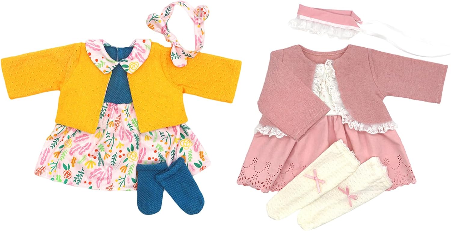 Detalle de Doll Clothes for 18-20 Inch Baby Dolls: 2-Pack Outfits (43-50 cm) with Coat, Headband and Socks