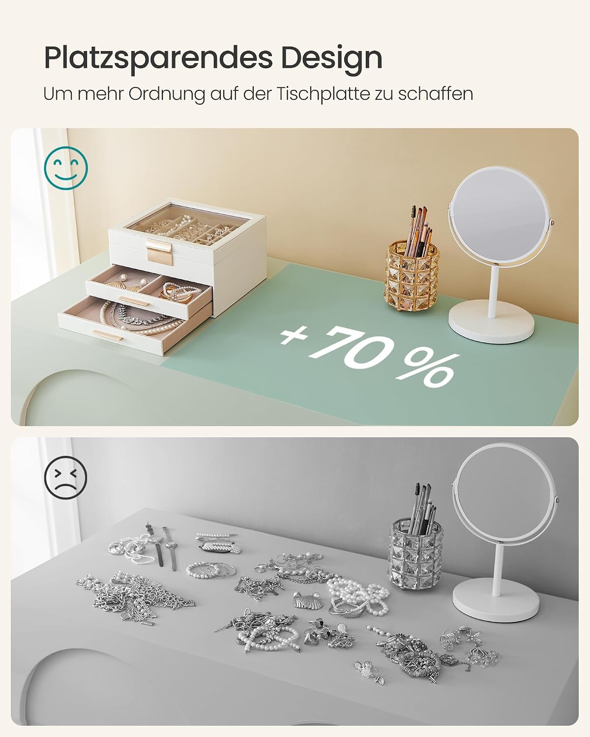 Thumbnail 6 de SONGMICS Schmuckkästchen mit Glasdeckel, 3 Ebenen, 2 Schubladen – elegante Aufbewahrung für Schmuckstücke