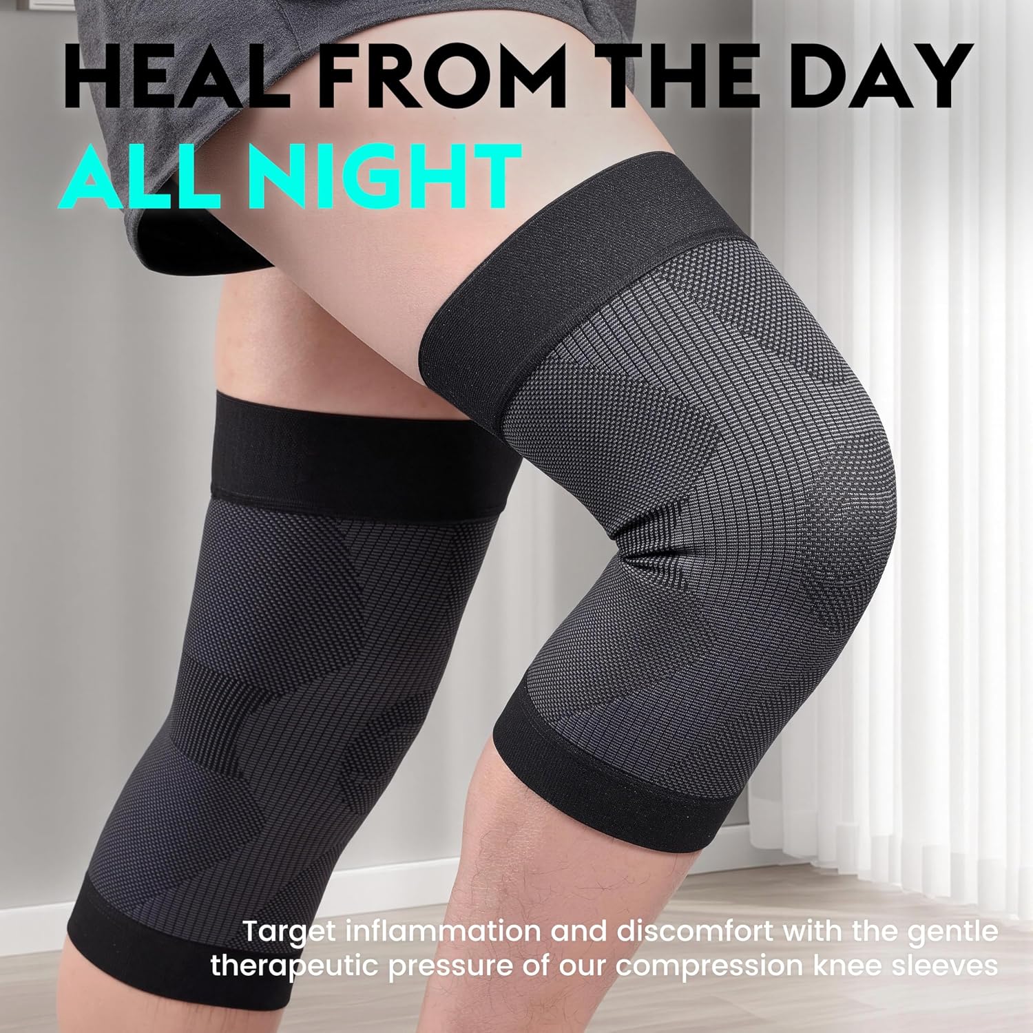 Thumbnail 6 de KEKING Knee Compression Sleeves, Black X-Large with Non-Slip Silicone Grip