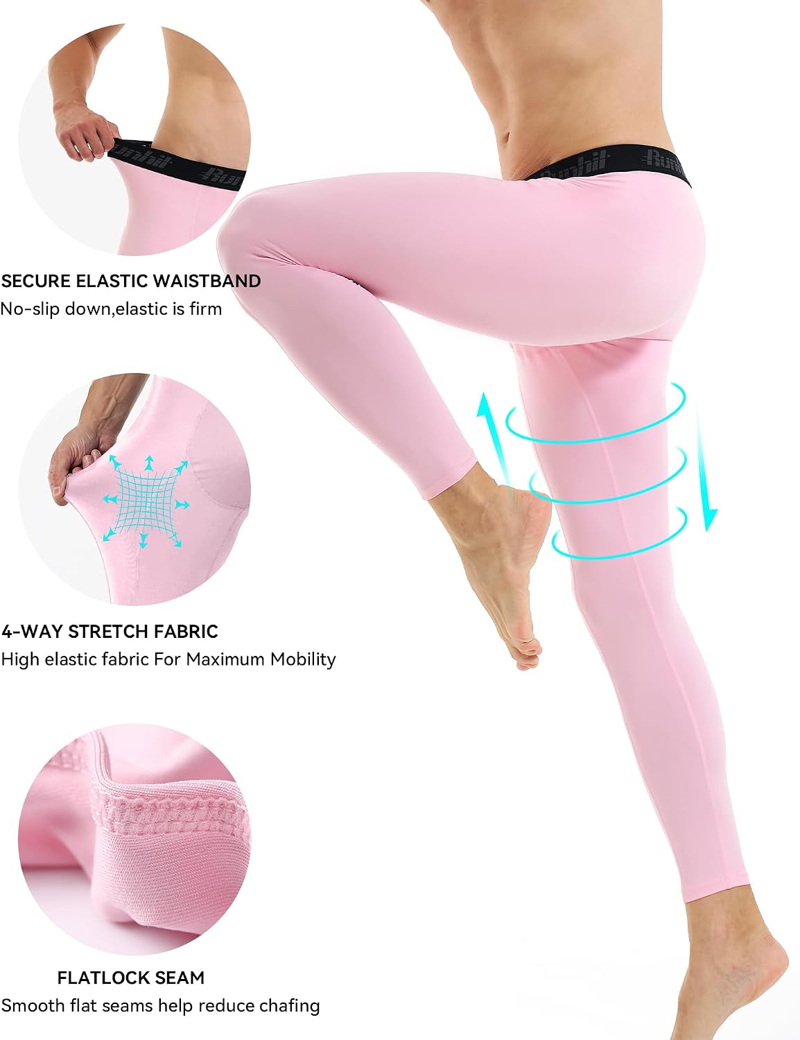 Detalle de Runhit Men's Compression Pants Polyester-Spandex