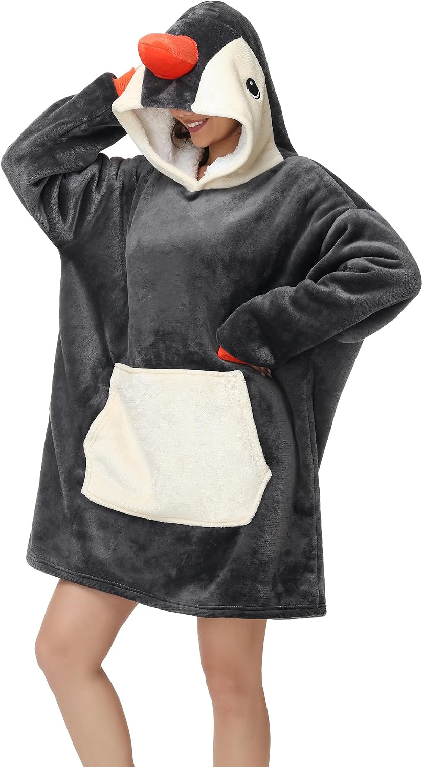 Detalle de LATH.PIN plaid à capuche motif panda en grandes tailles unisexe (sweat-shirt chaud)