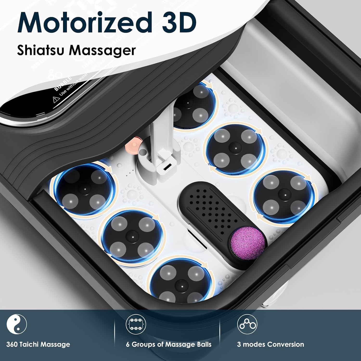 Detalle 2 de Ranjova BE-F1200Pro Collapsible Foot Spa with Heat, Rotary Massage and Bubbles