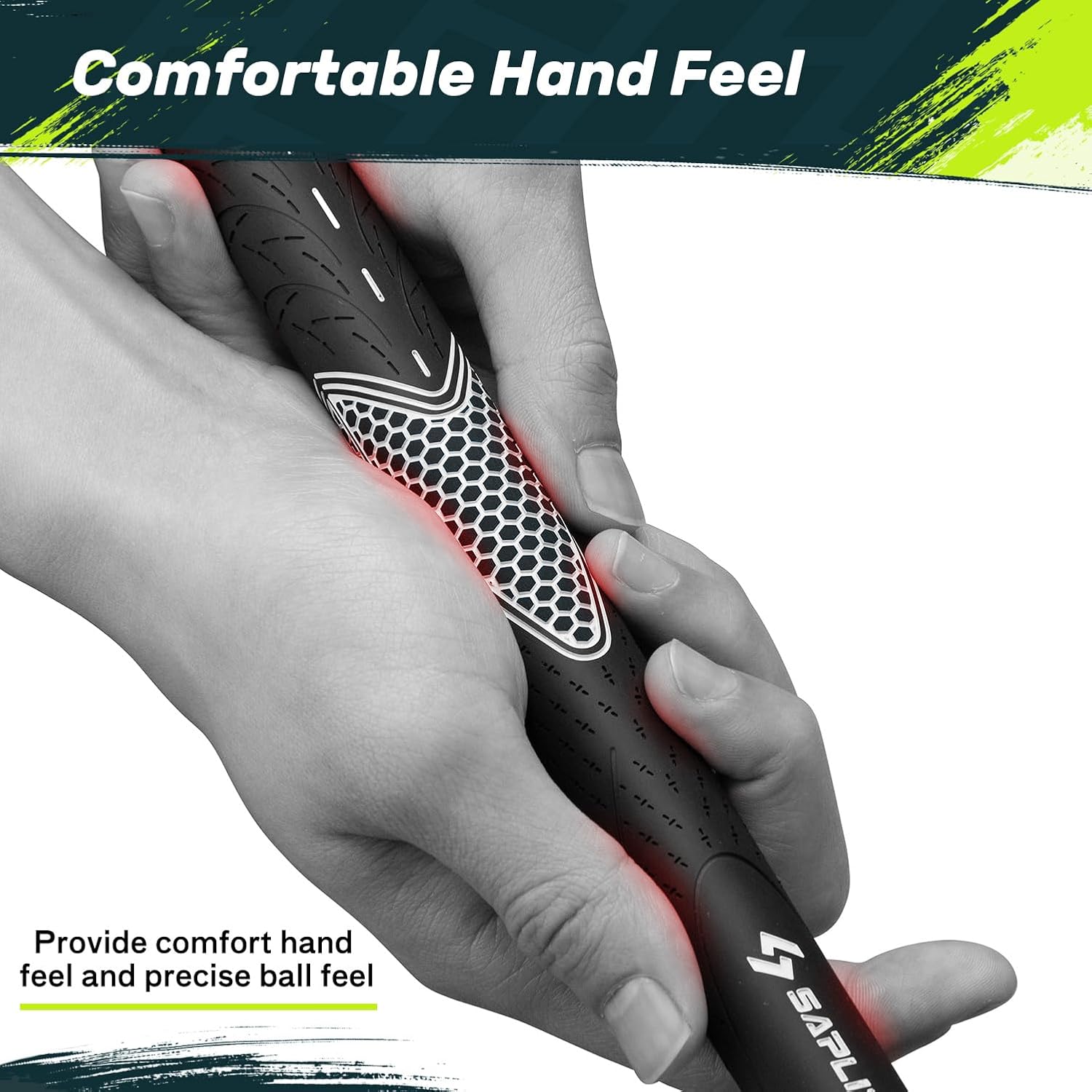 Detalle 2 de SAPLIZE CC01 rubber golf grips (13 grips) – Standard/Midsize/Oversize, anti-slip grip
